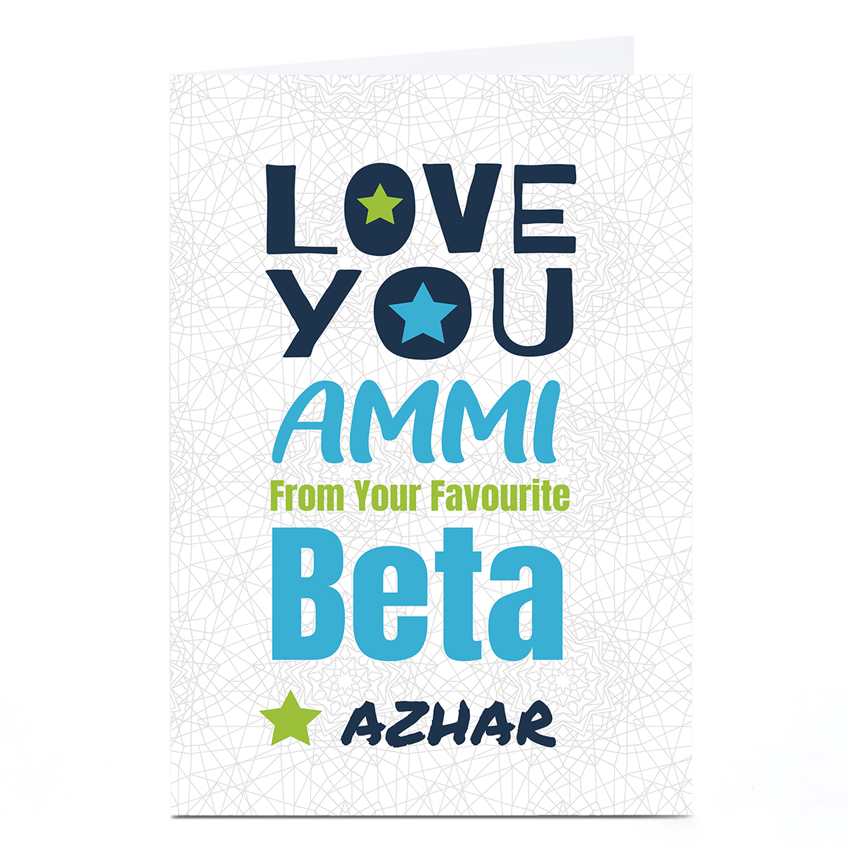 Personalised Roshah Designs Mother's Day Card - Love You Beta