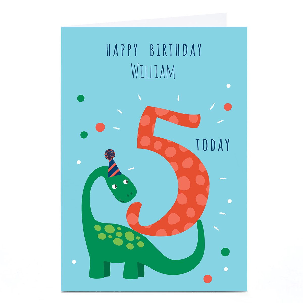 Personalised Klara Hawkins 5th Birthday Card - Dinosaur