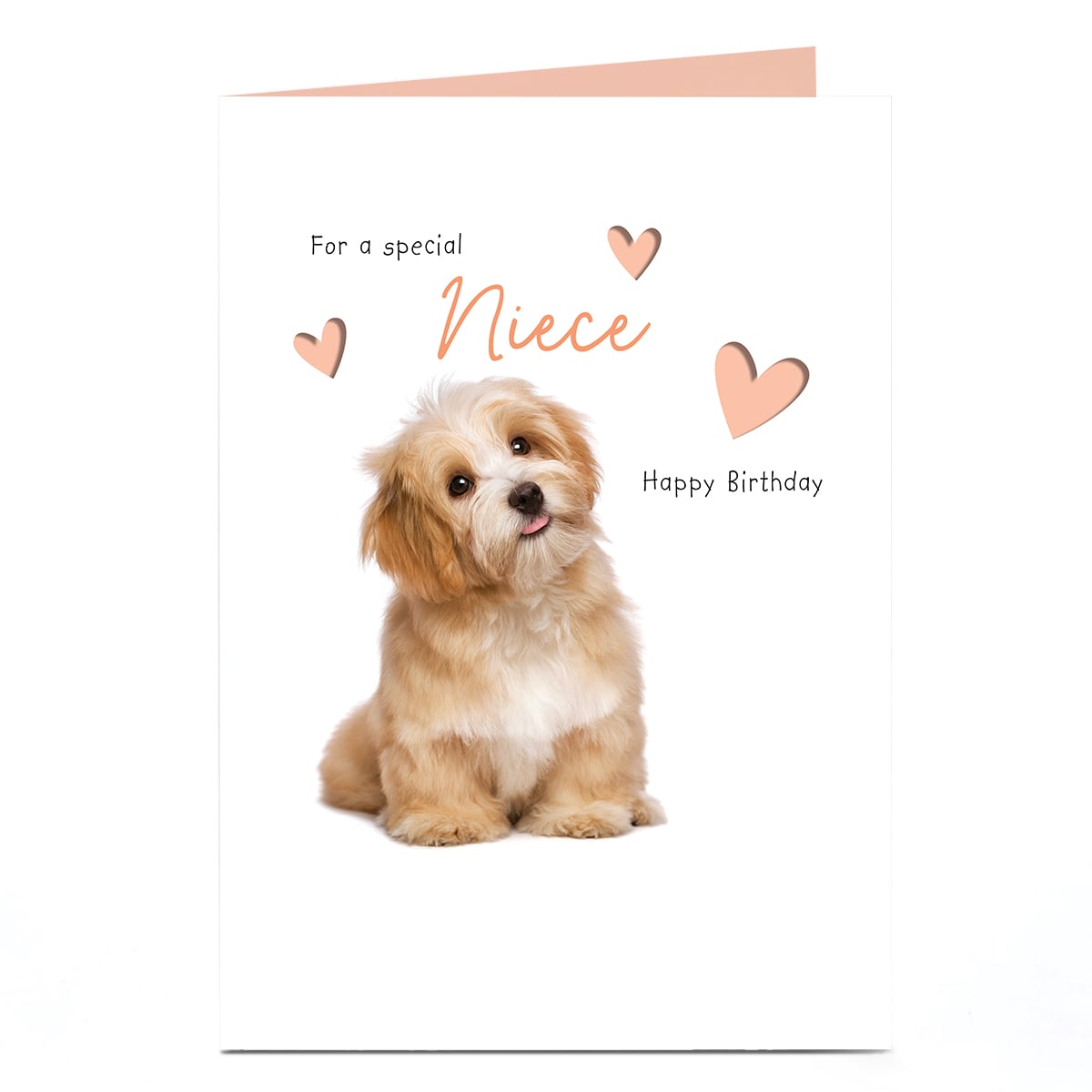 Birthday Card - Puppy Lovehearts, Niece