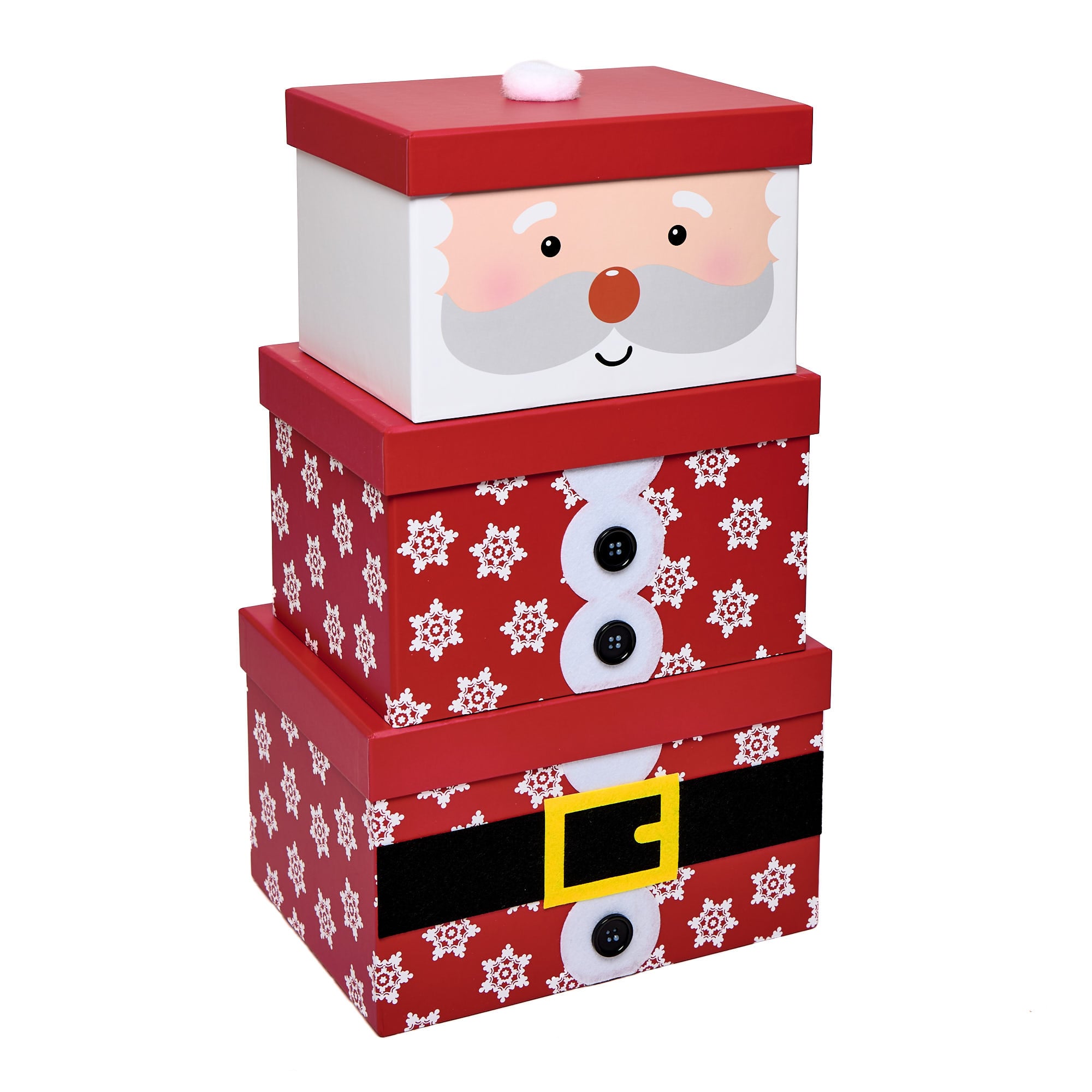 Santa Stacking Gift Boxes - Set of 3