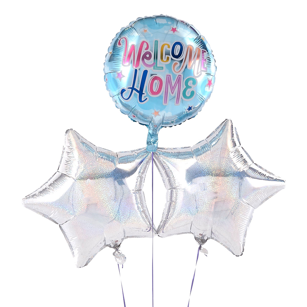 Welcome Home Silver Balloon Bouquet - DELIVERED INFLATED!