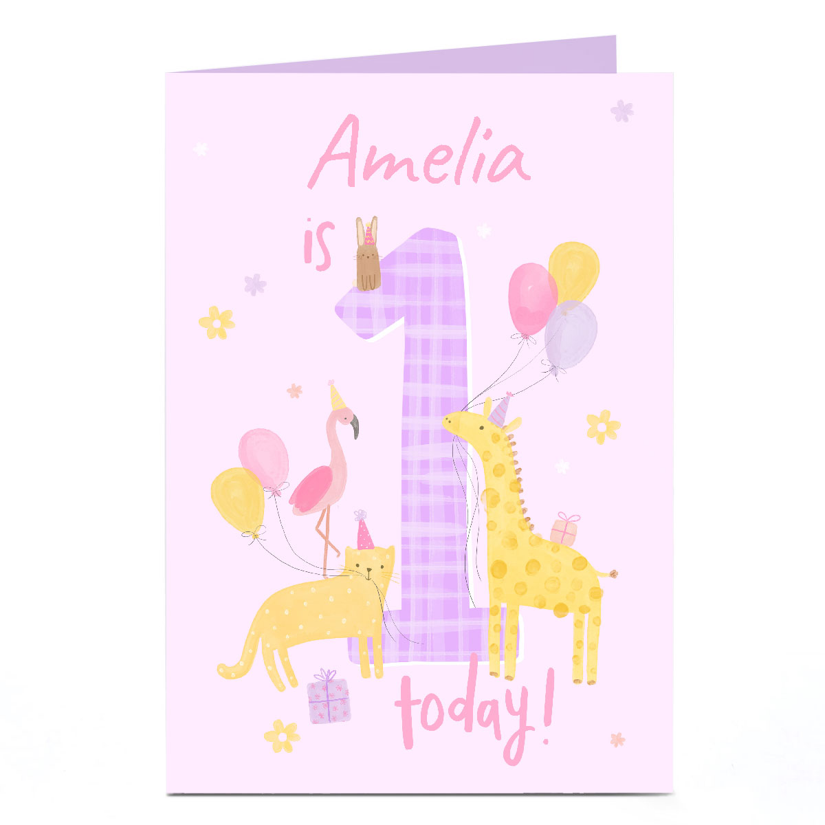 Personalised 1st Birthday Card - Animals and Balloons