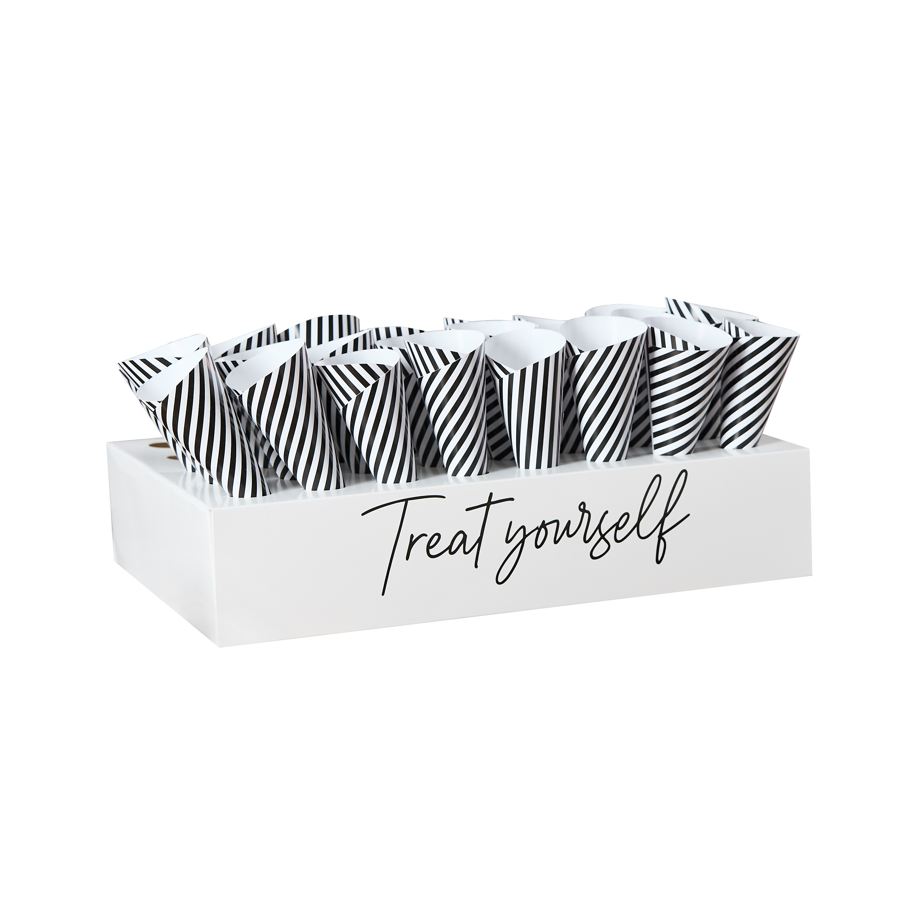 Monochrome Treat Yourself Box Stand & Treat Cones - Pack of 45 