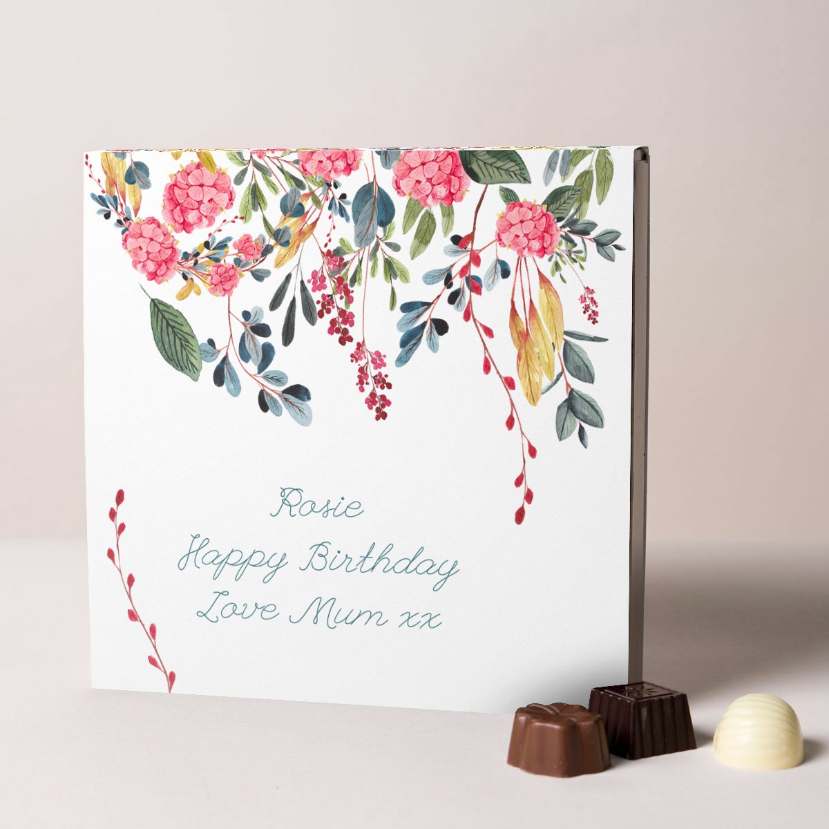 Personalised Belgian Chocolates - Watercolour Floral