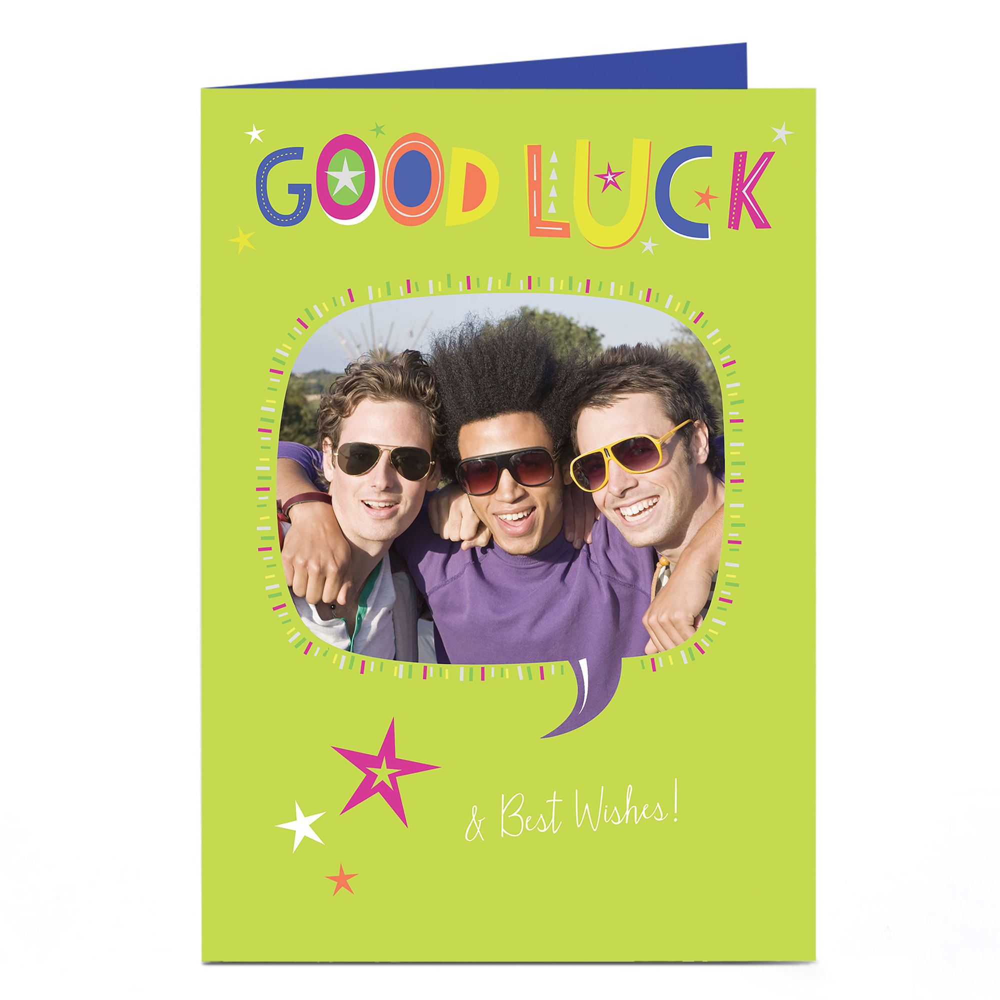 Photo Good Luck Card - Green Speech Bubble