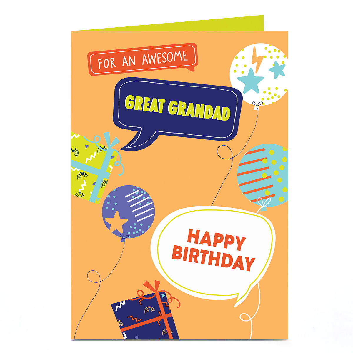 Birthday Card - Awesome Great Grandad Speech Bubbles