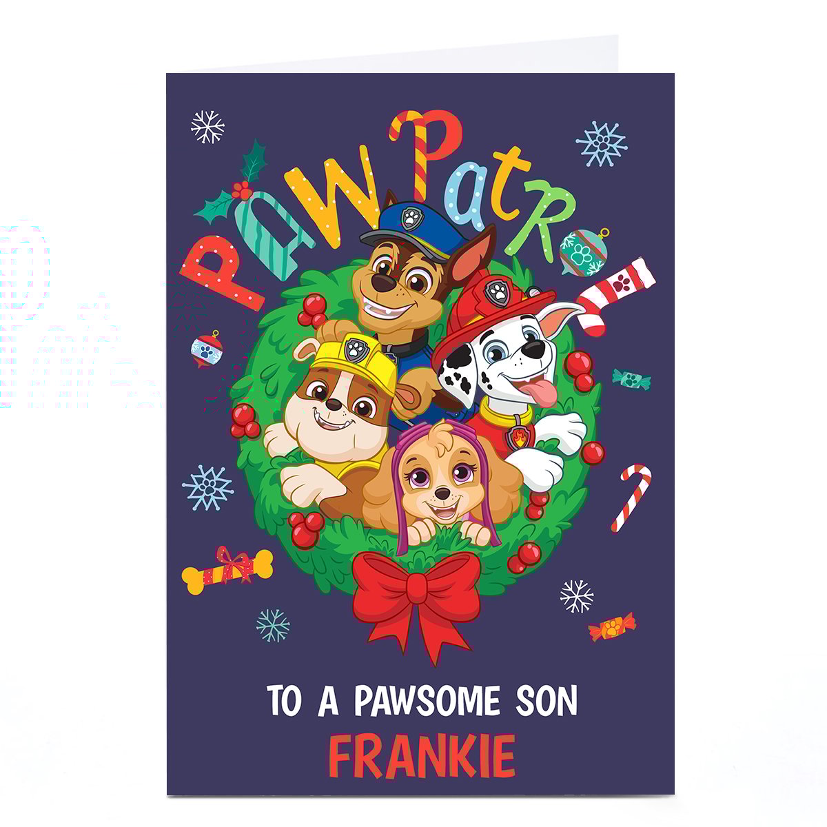 Personalised Paw Patrol Christmas Card - Son