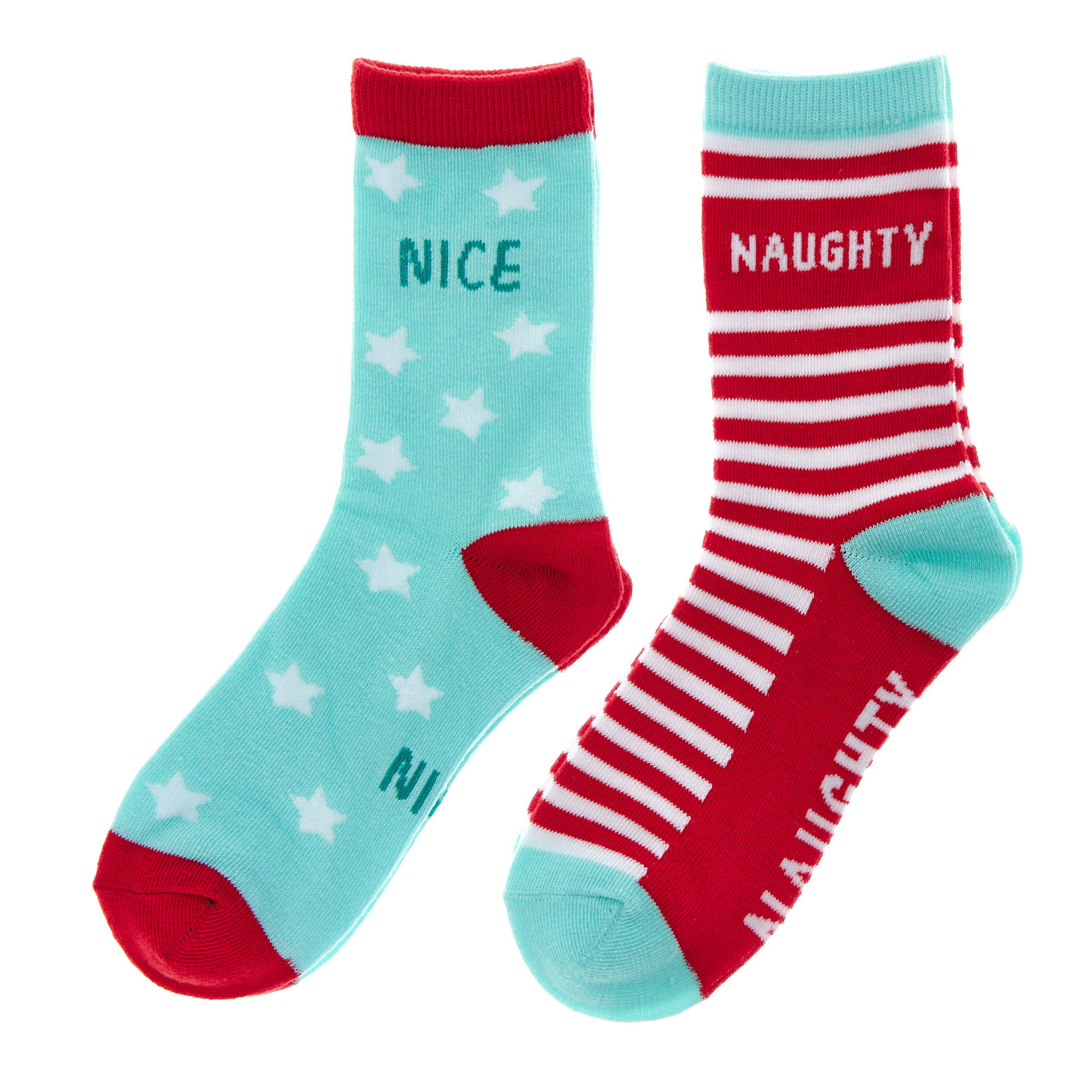 Pack of 2 Naughty & Nice Christmas Socks Age 7-12