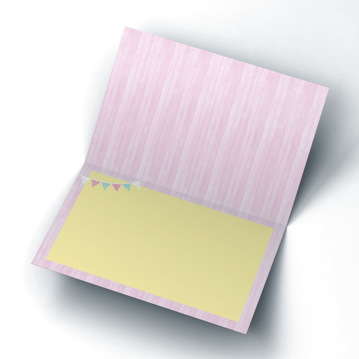 Photo Birthday Card - Yellow & Pink Bunting [Cousin]