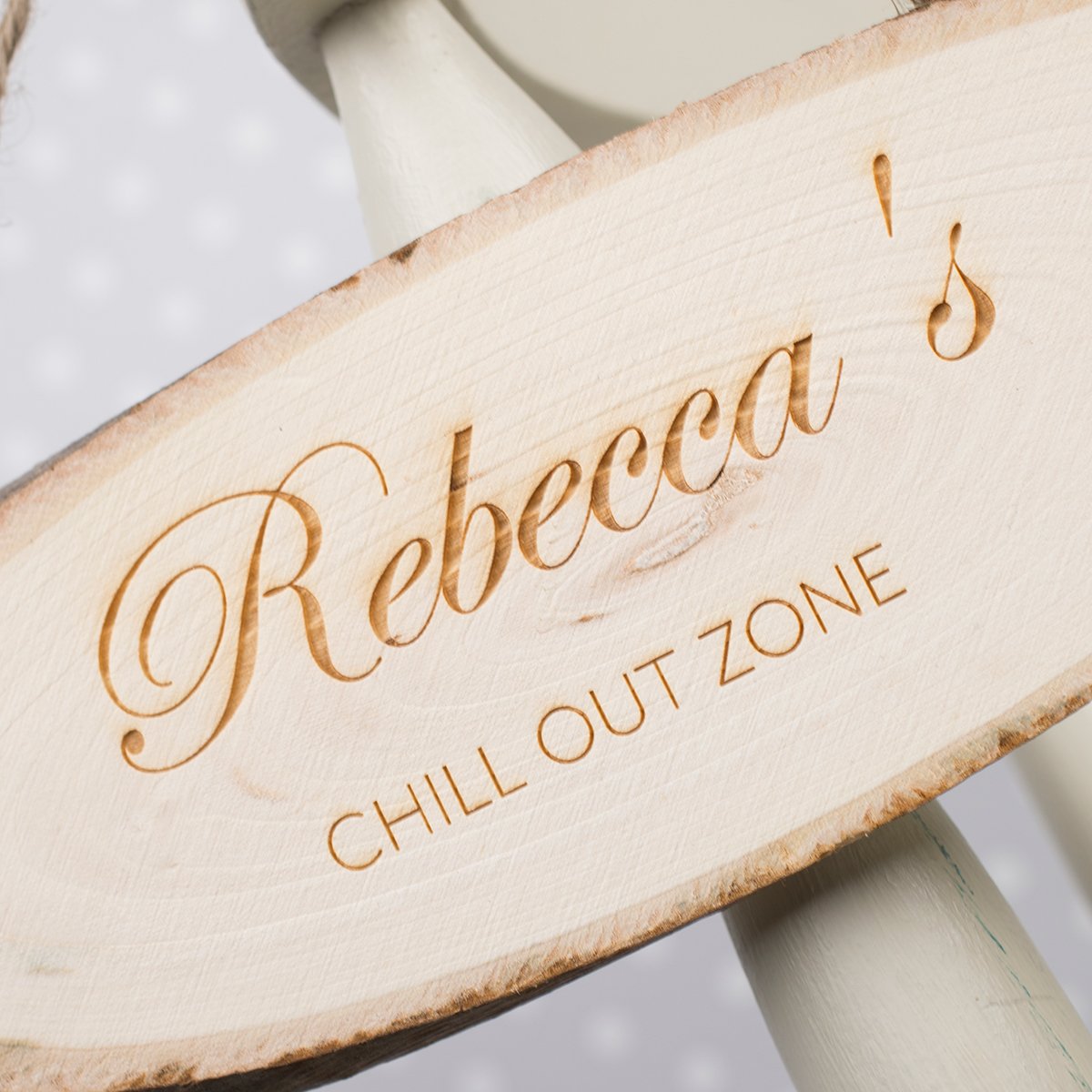 Personalised Engraved Hanging Natural Wooden Log Sign