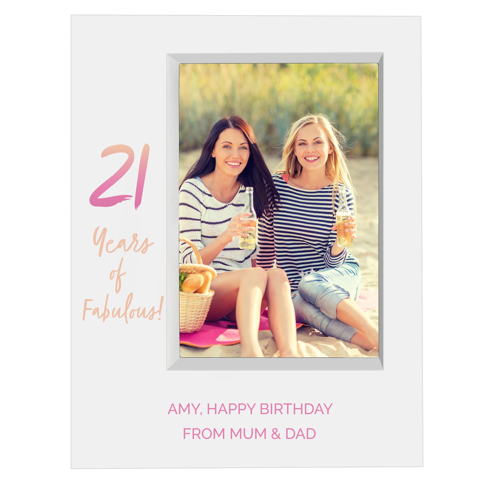 Personalised 21st Birthday Box Photo Frame - Pastel Gradient 