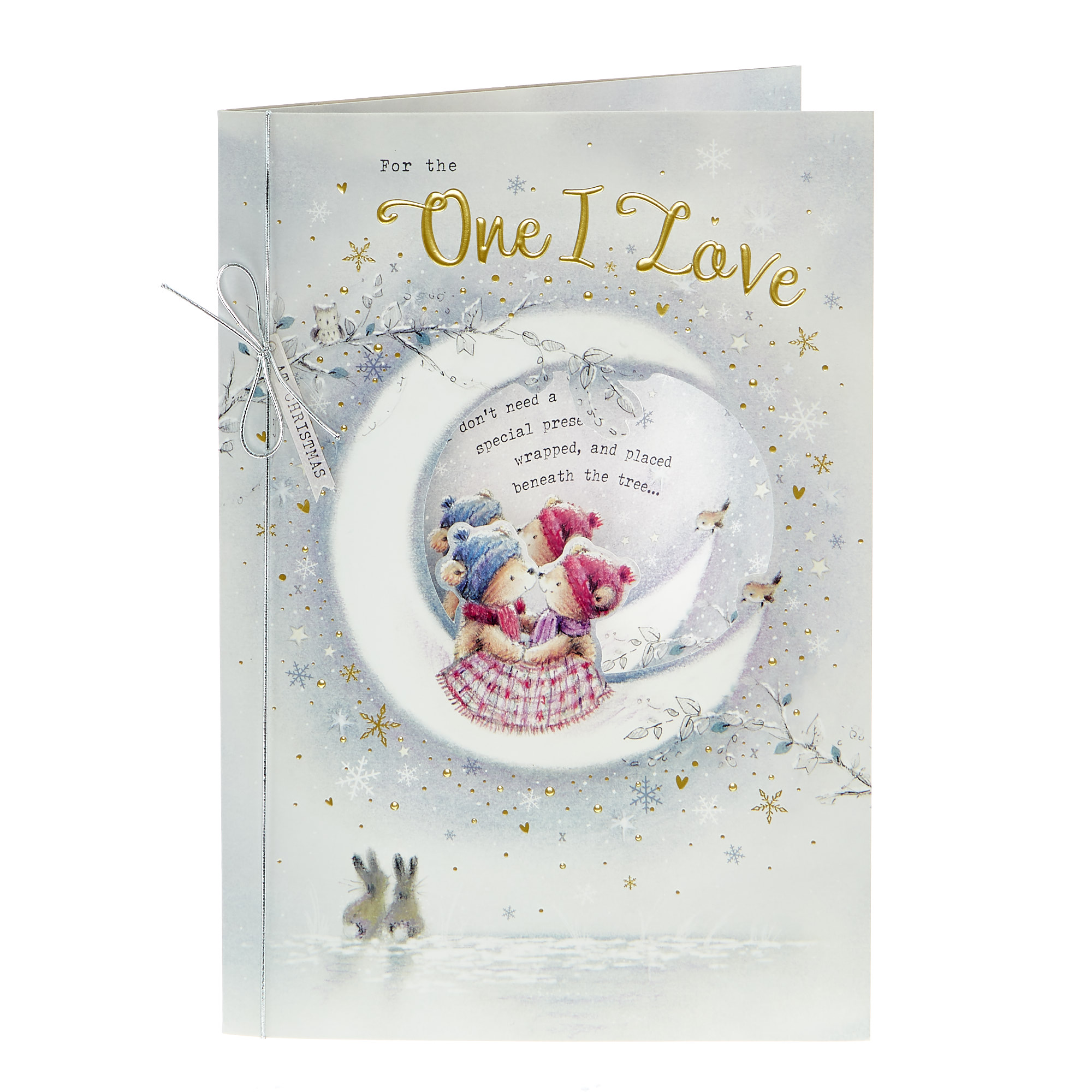 Christmas Card - One I Love, Cute Bears On The Moon