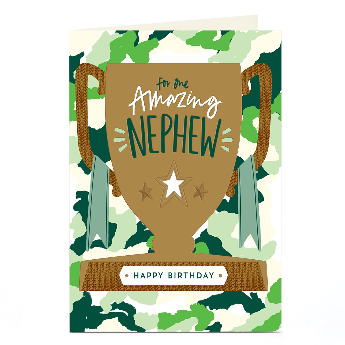 Birthday Card - Camouflage Trophy, Nephew