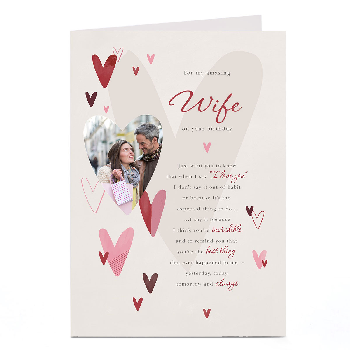 Photo Birthday Card - Yesterday Today Tomorrow Always, Amazing Wife