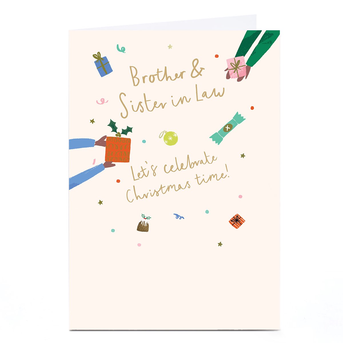 Personalised Christmas Card - Giving Presents, Brother & Sister-in-Law