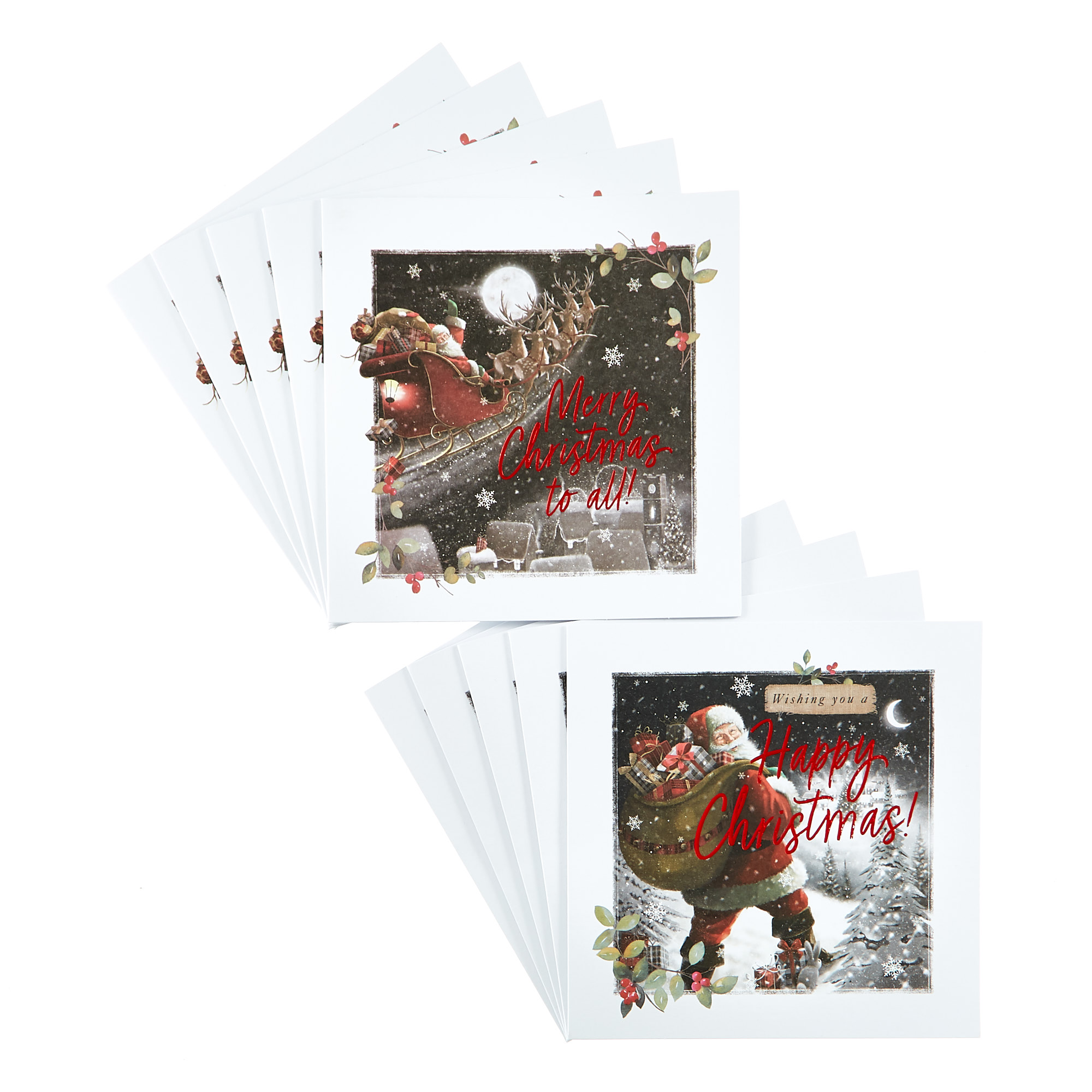 16 Charity Christmas Cards - Traditional Santa (2 Designs)