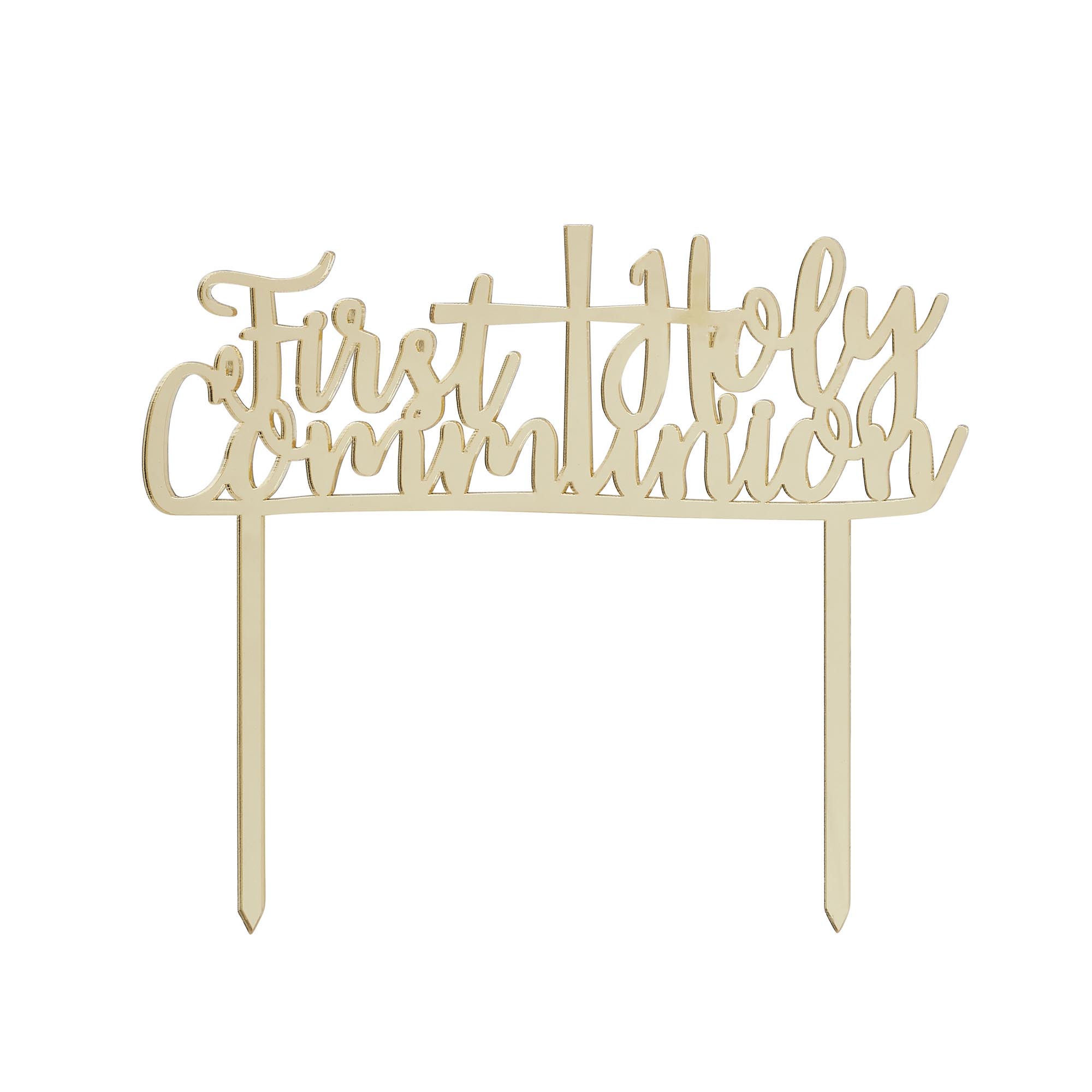 Gold First Holy Communion Acrylic Cake Topper 