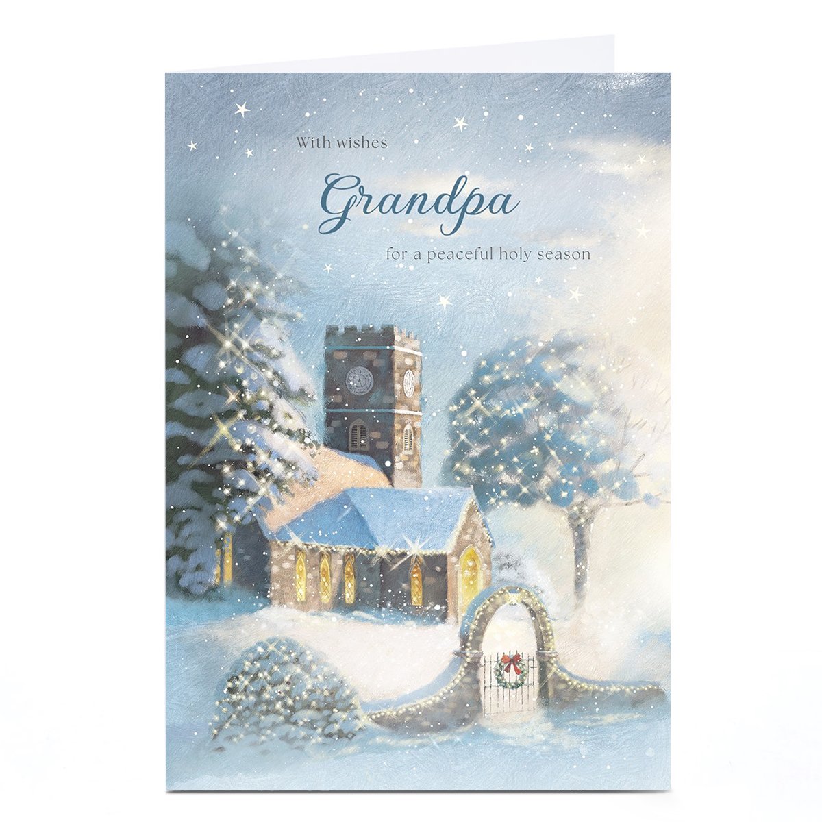 Personalised Christmas Card - Peaceful Snowy Church, Grandpa