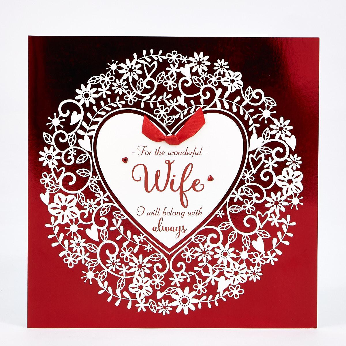 Valentine's Day Card - Exquisite Collection Wife White Heart