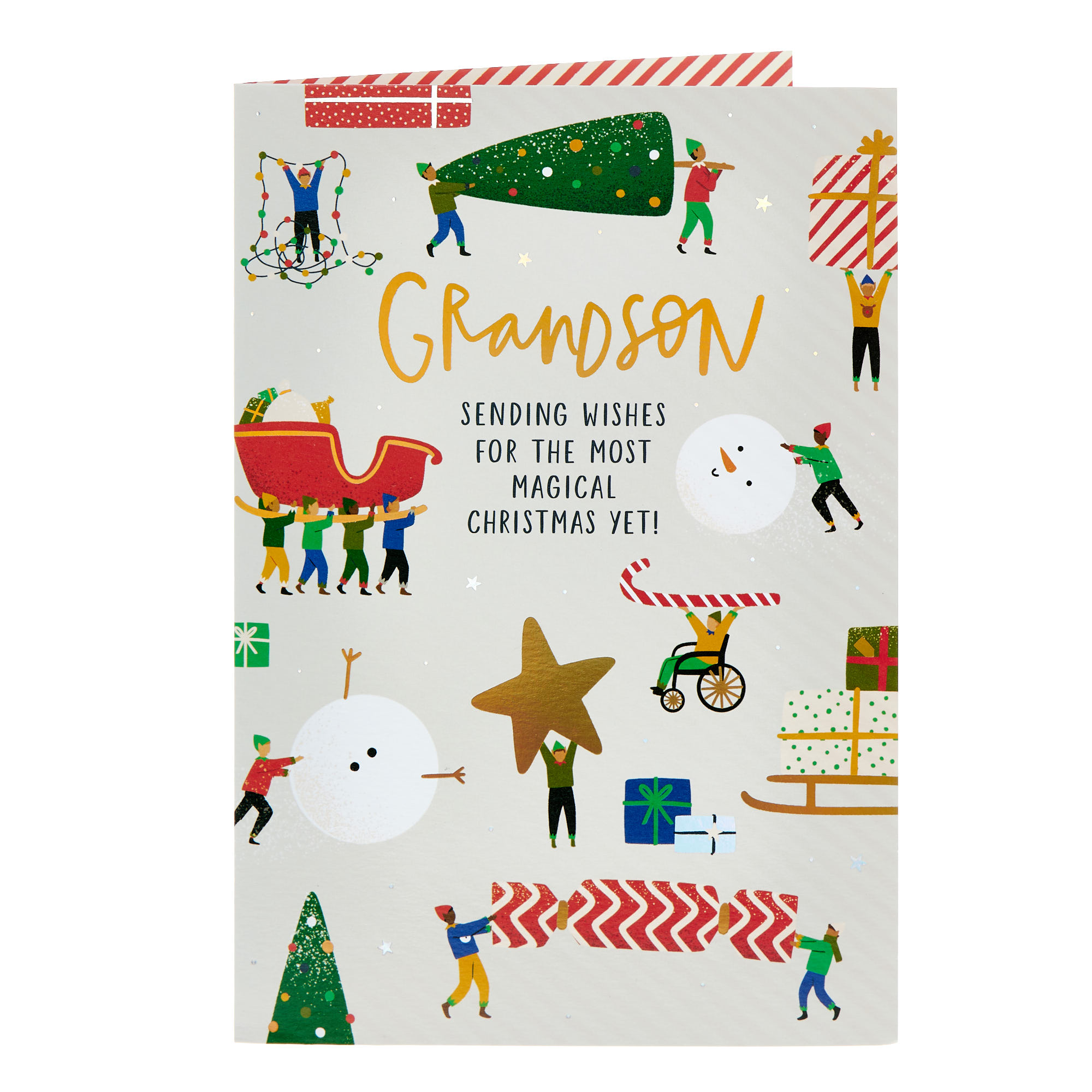 Grandson Festive Icons Christmas Card