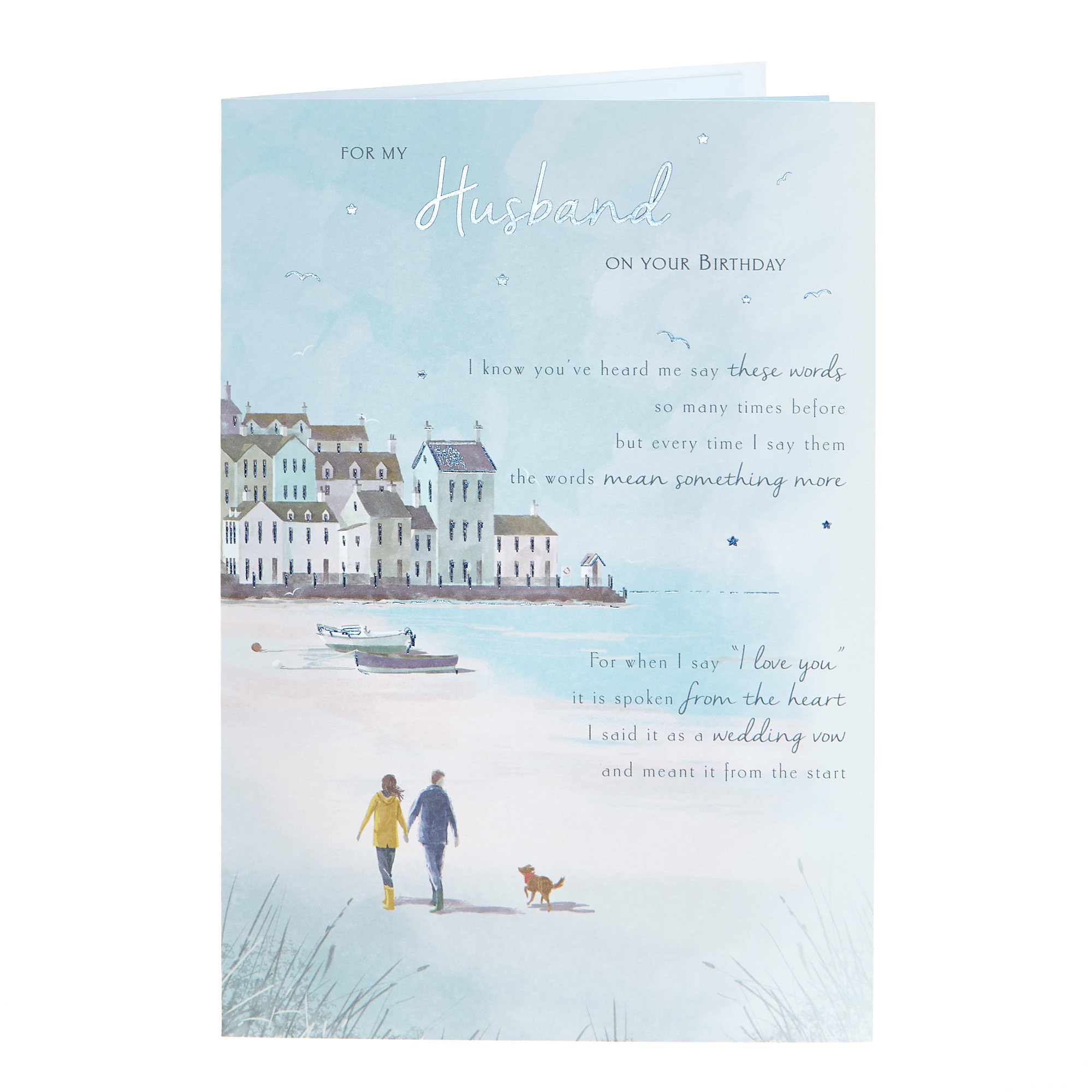 Birthday Card - Husband Walk On The Beach