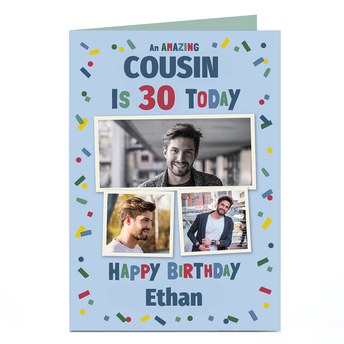 Photo Birthday Card - Confetti, Editable Age & Recipient
