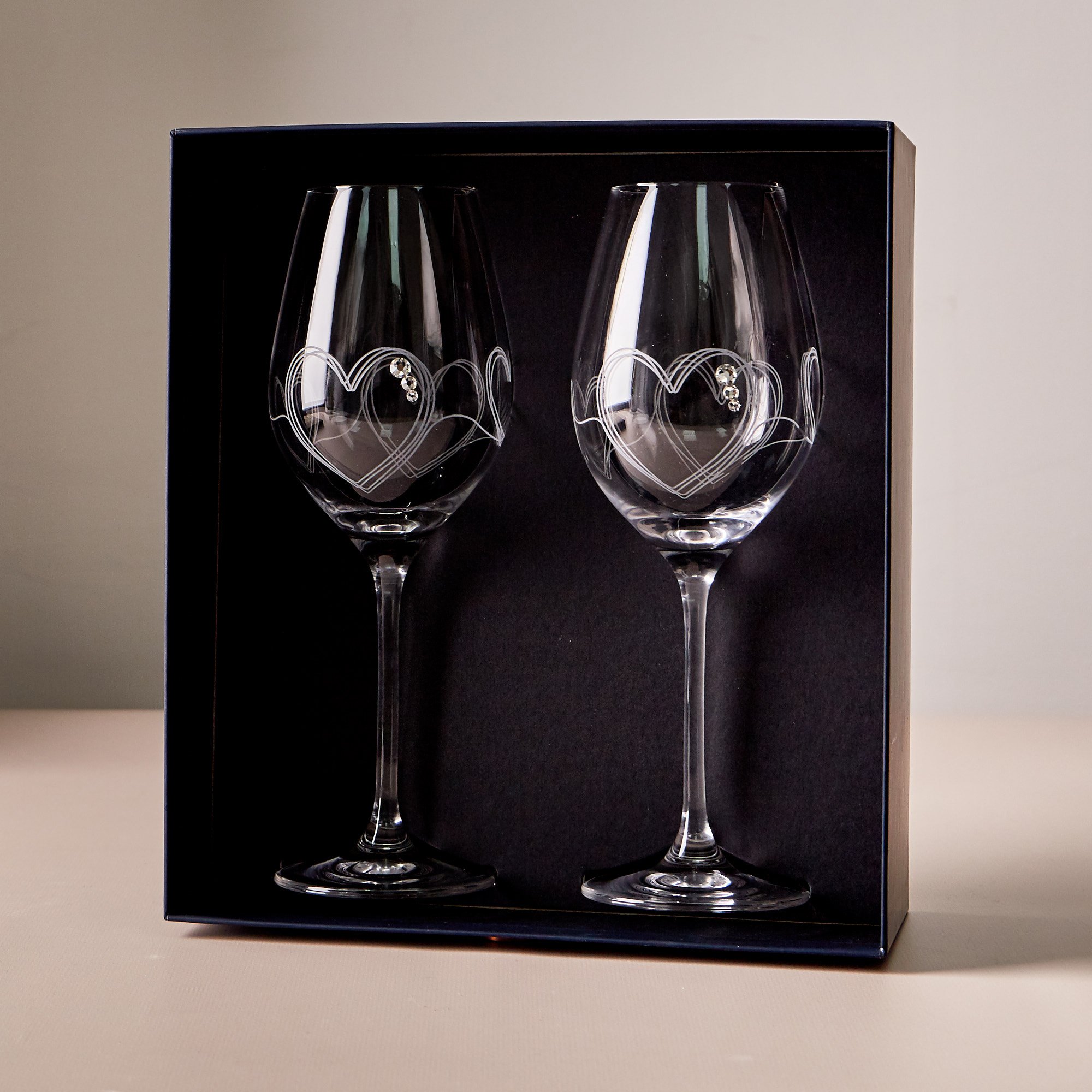 Diamante Crystal Wine Glasses - Set of 2