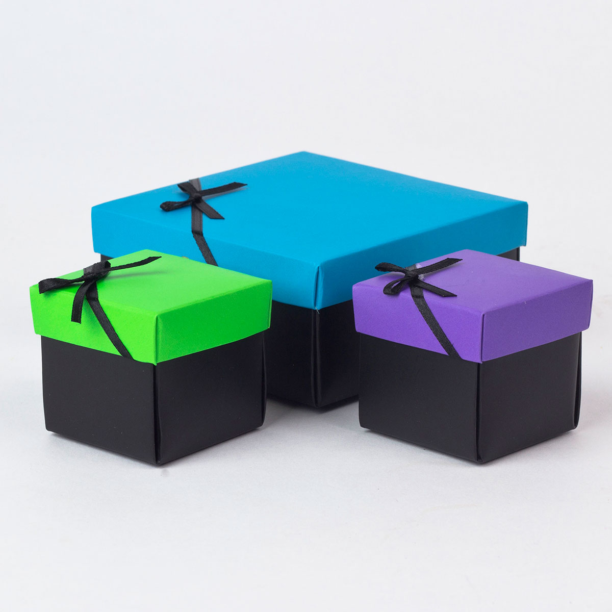 Blue, Purple & Green Gift Boxes, Set of 3