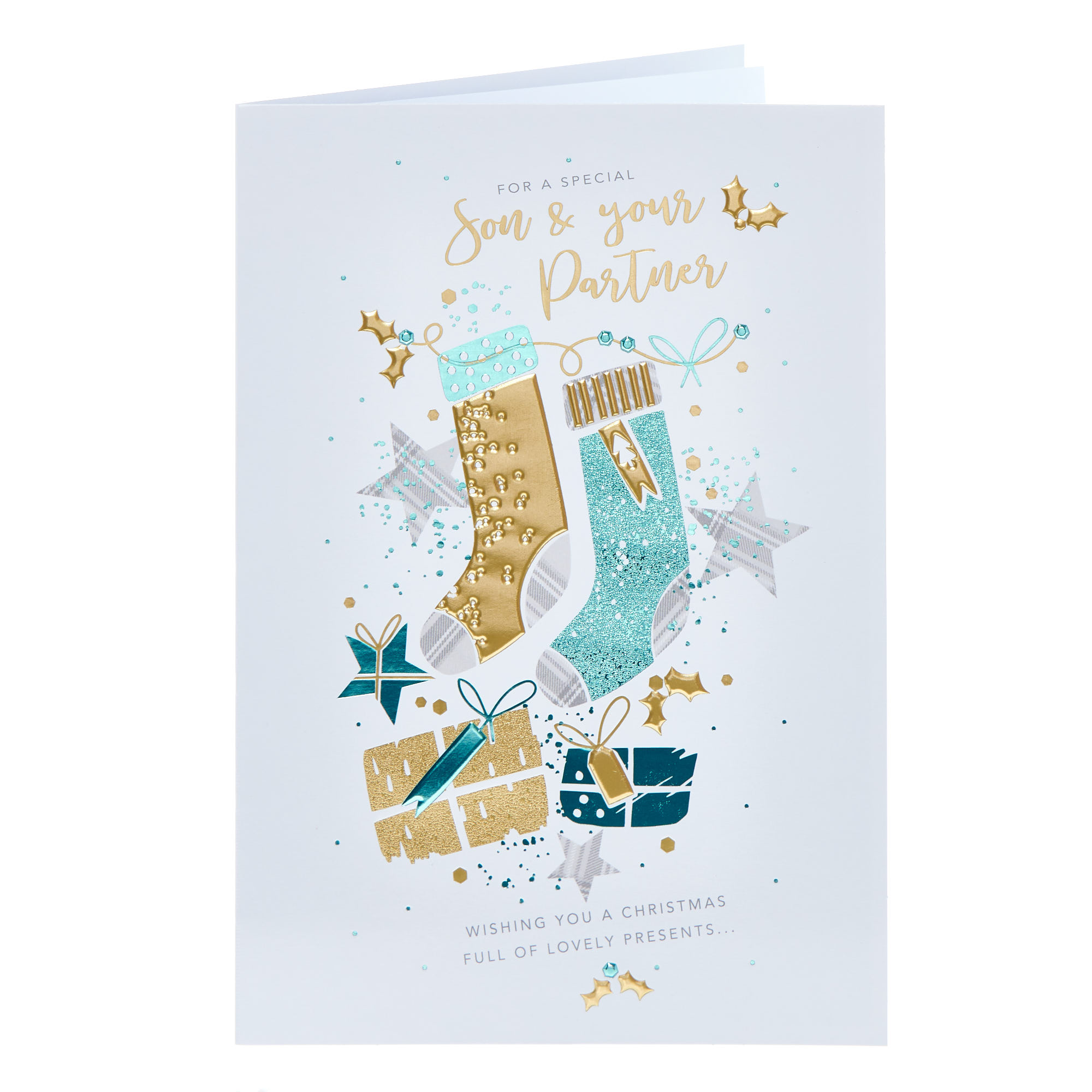 Son & Your Partner Stockings Christmas Card