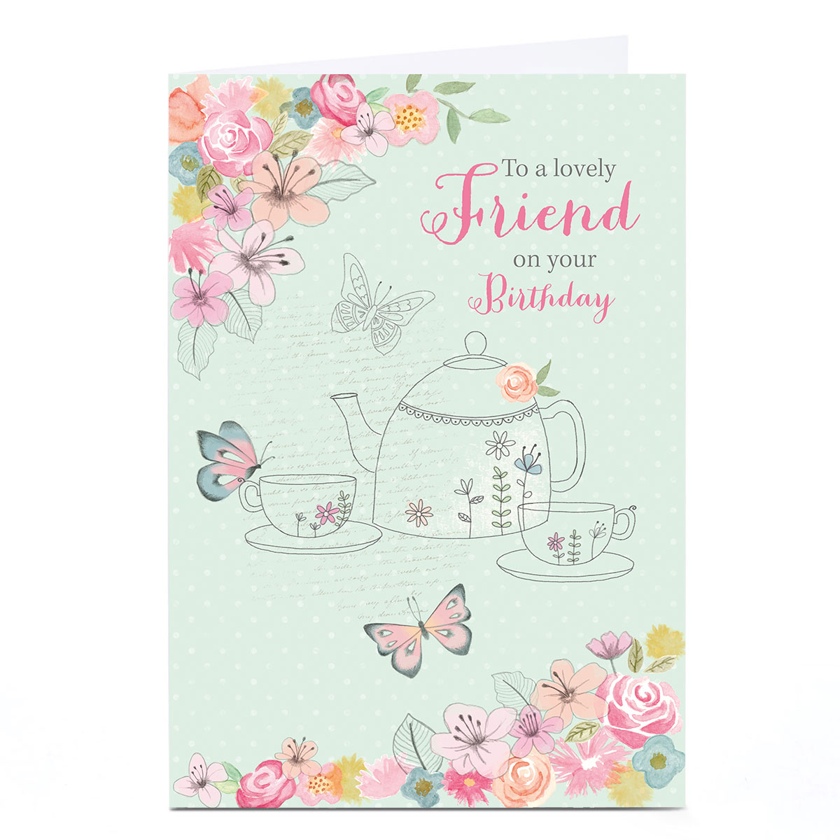 Personalised Birthday Card - Pastel Tea Party Lovely Friend