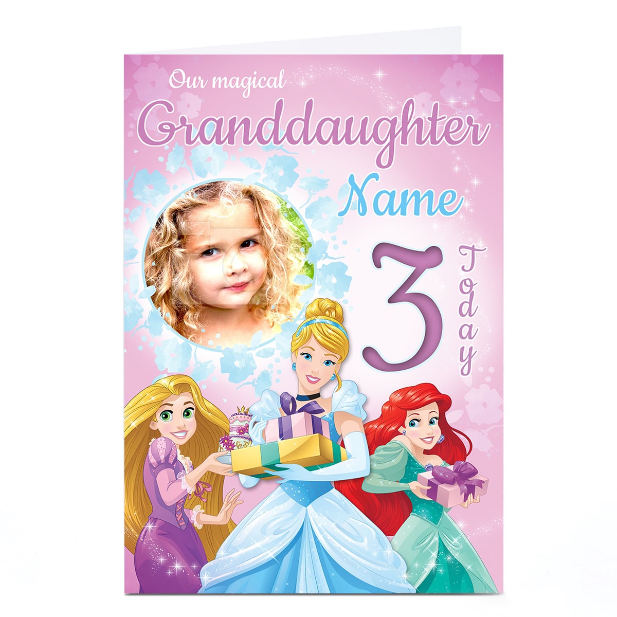 Photo Disney Princess 3rd Birthday Card - Magical Granddaughter