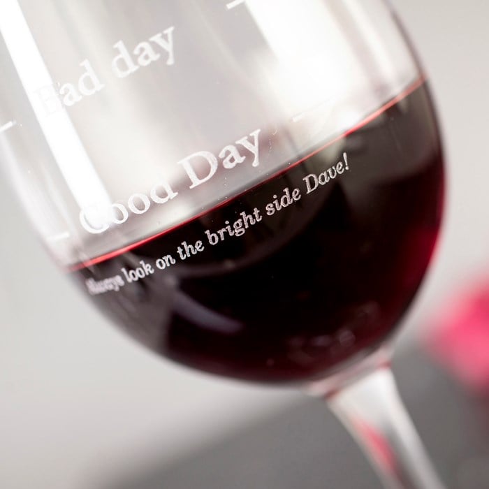 Personalised Good Day, Bad Day, Don't Ask Wine Glass