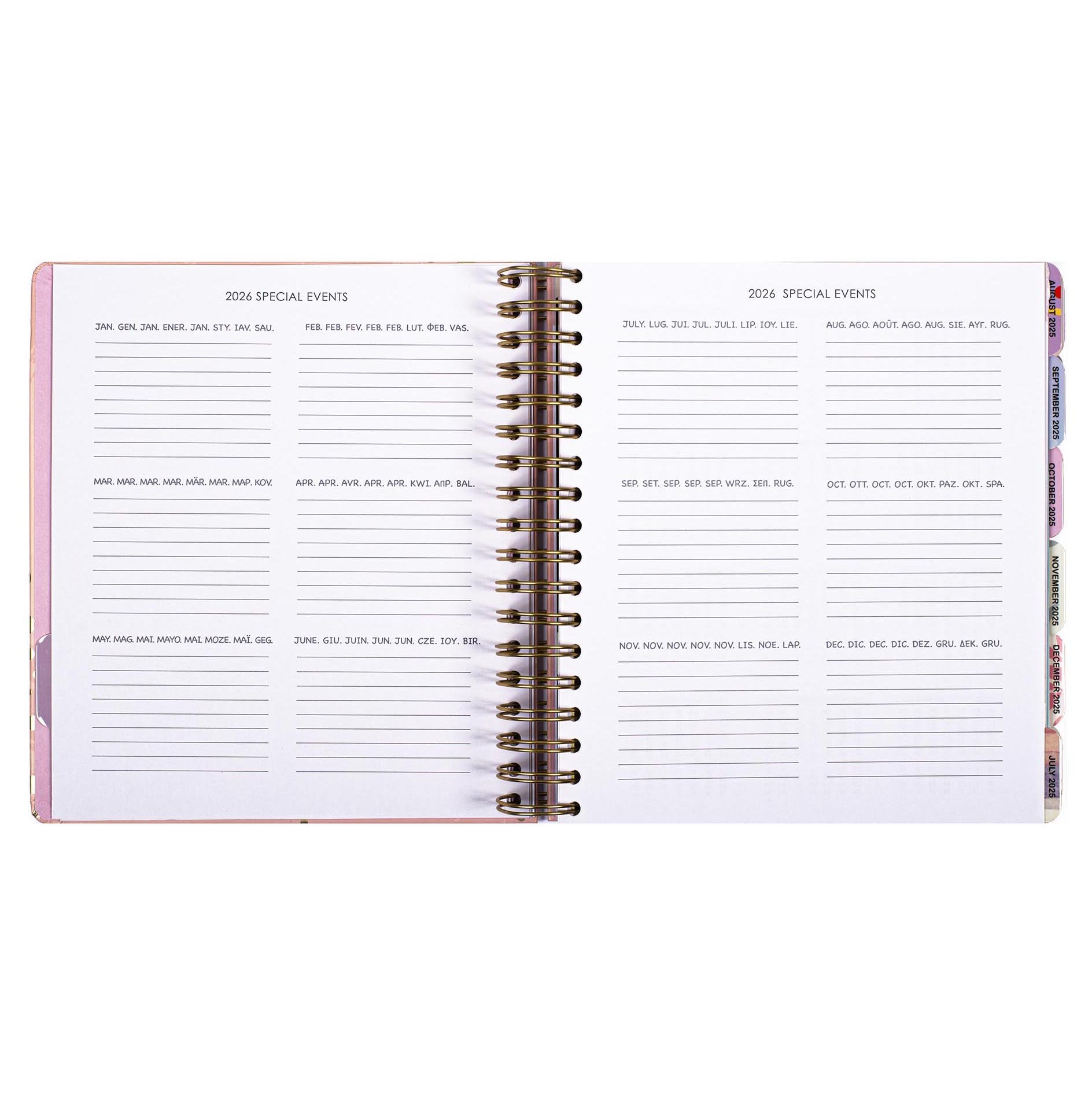 18-Month Pink & Gold Weekly Organiser (August 2025 - December 2026)