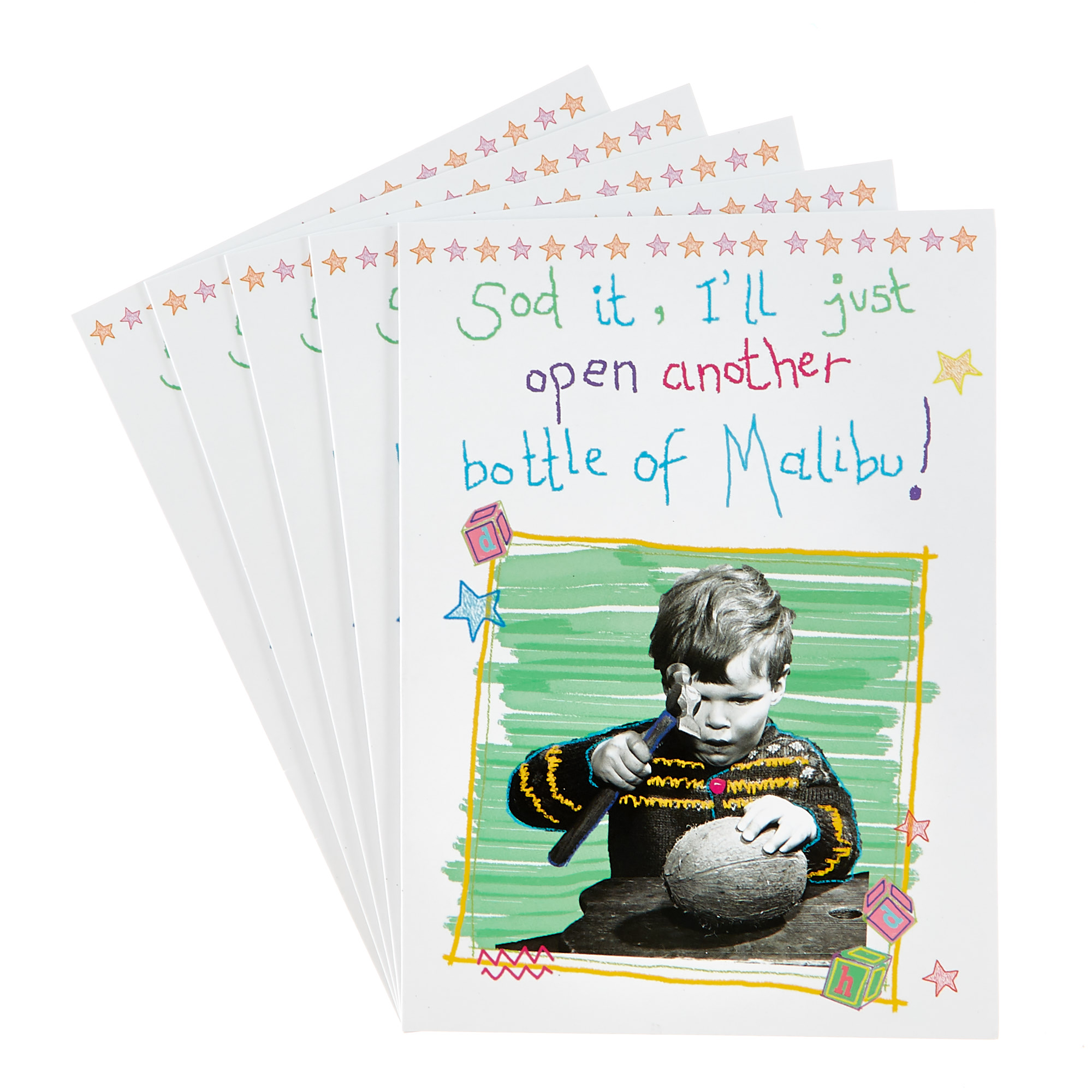 Any Occasion Cards - Bottle Of Malibu (Pack of 6)