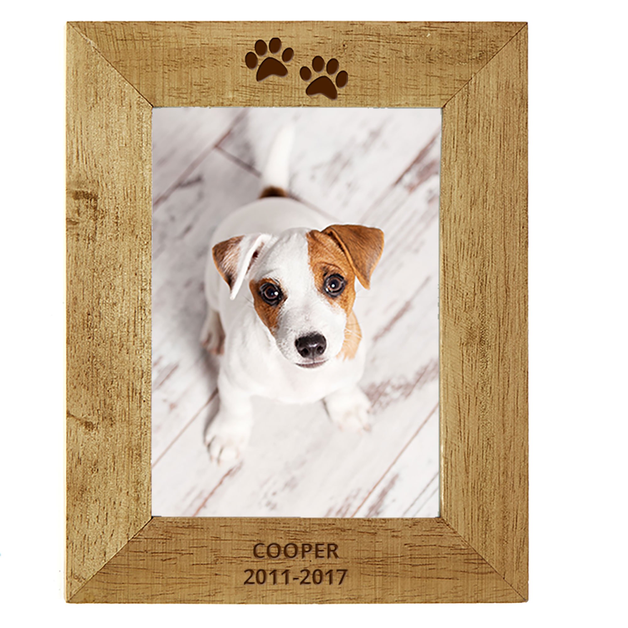 Personalised Wooden Photo Frame - Paw Prints