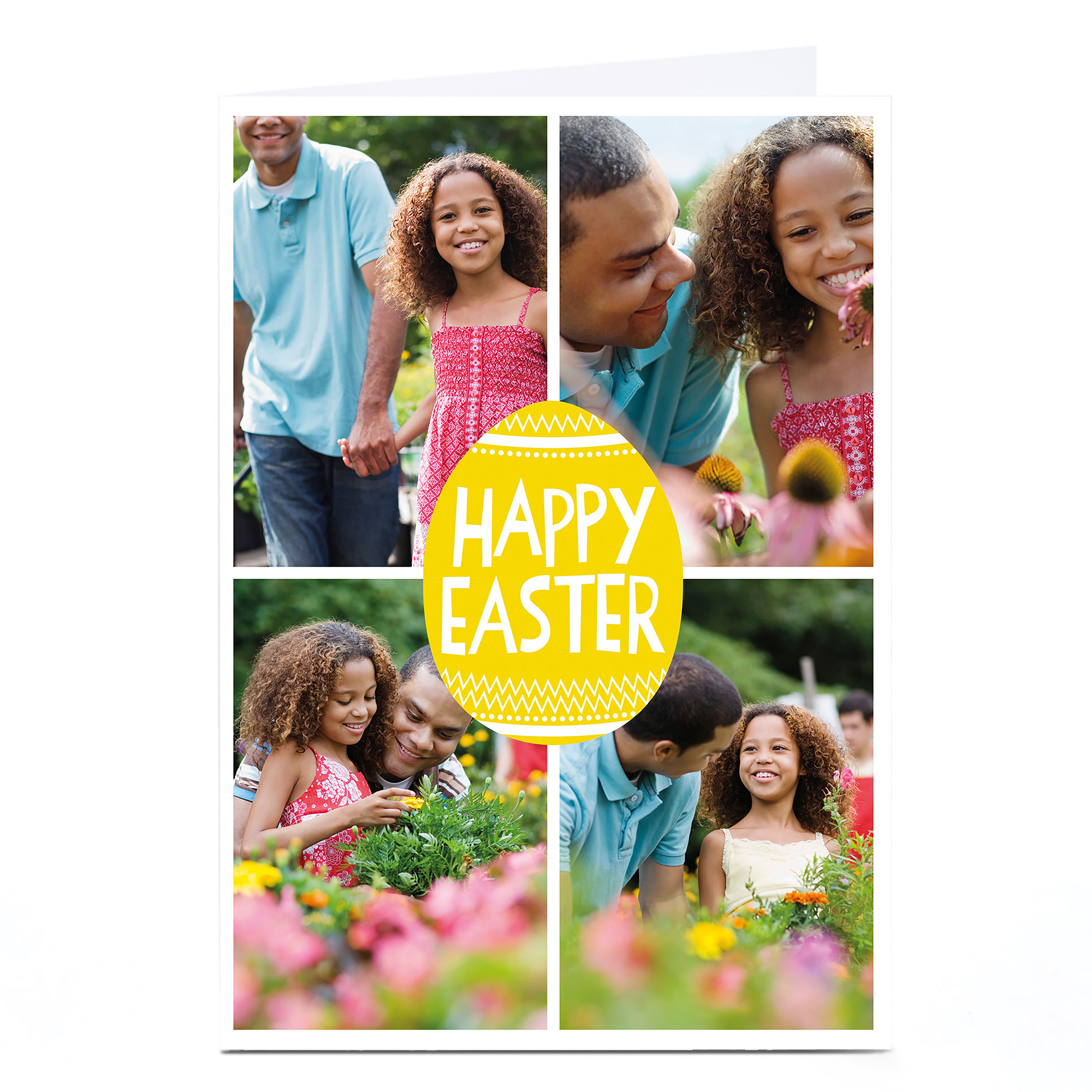 Multi Photo Upload Easter Card - Yellow Easter Egg