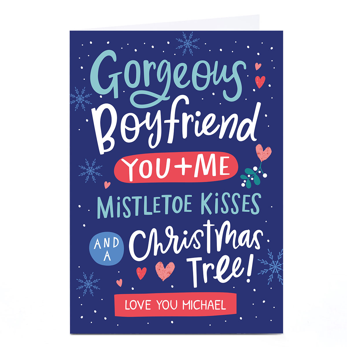 Personalised Dotty Black Designs Christmas Card - Gorgeous Boyfriend