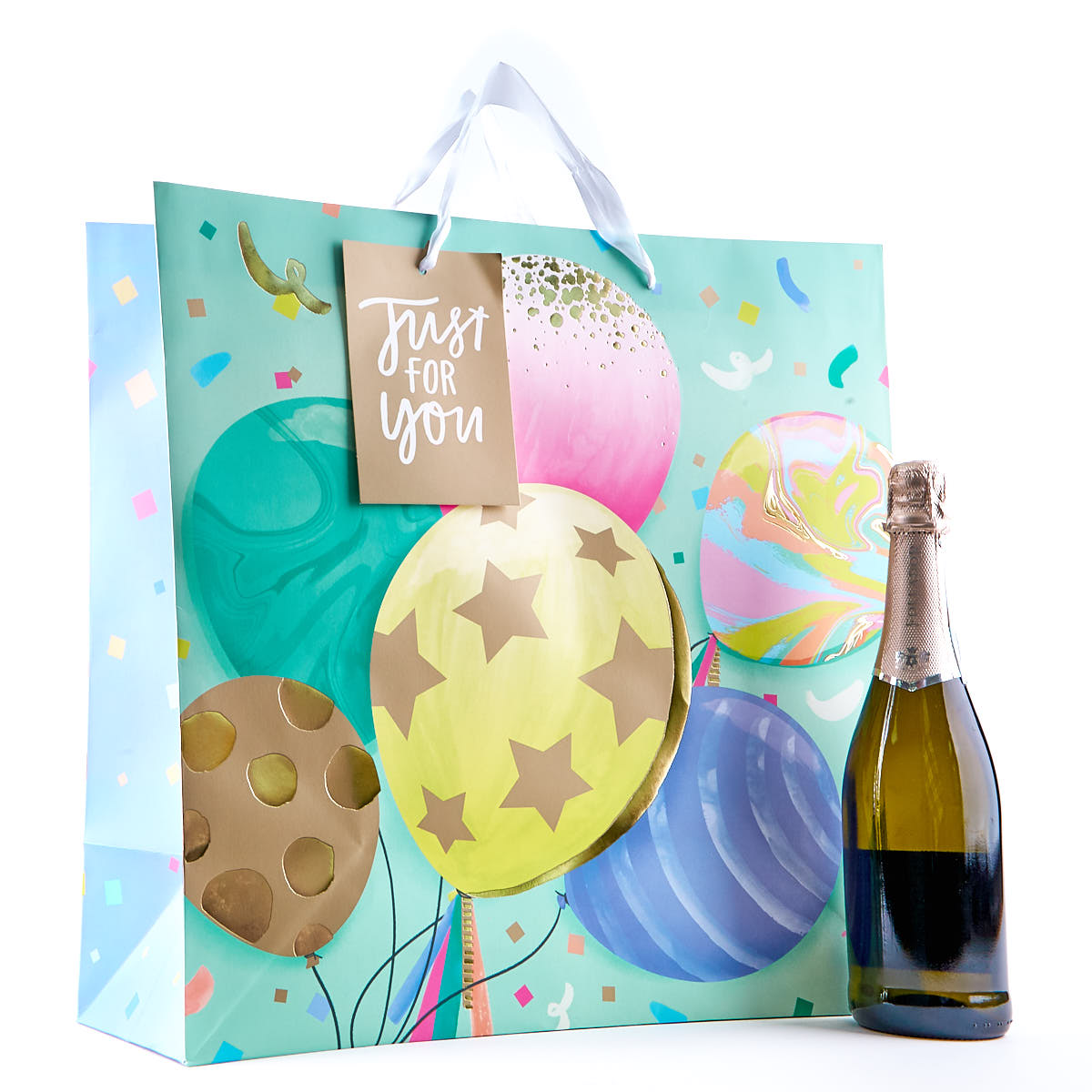 Extra Large Square Colourful Balloons Gift Bag