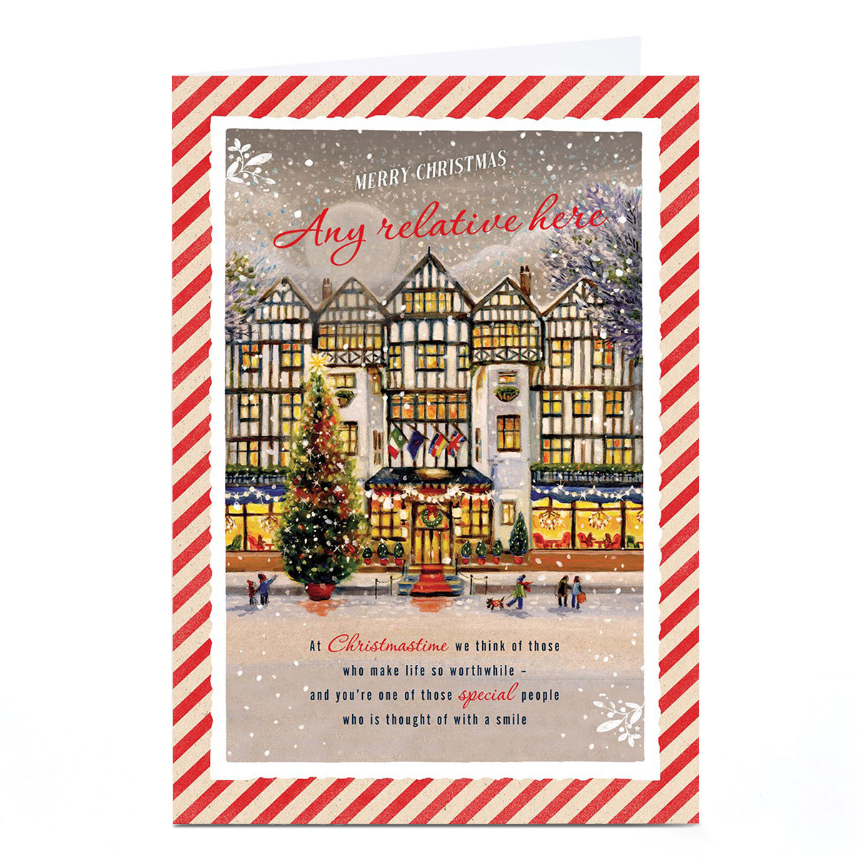 Personalised Christmas Card - Tudor Festive Village Scene, Any Name