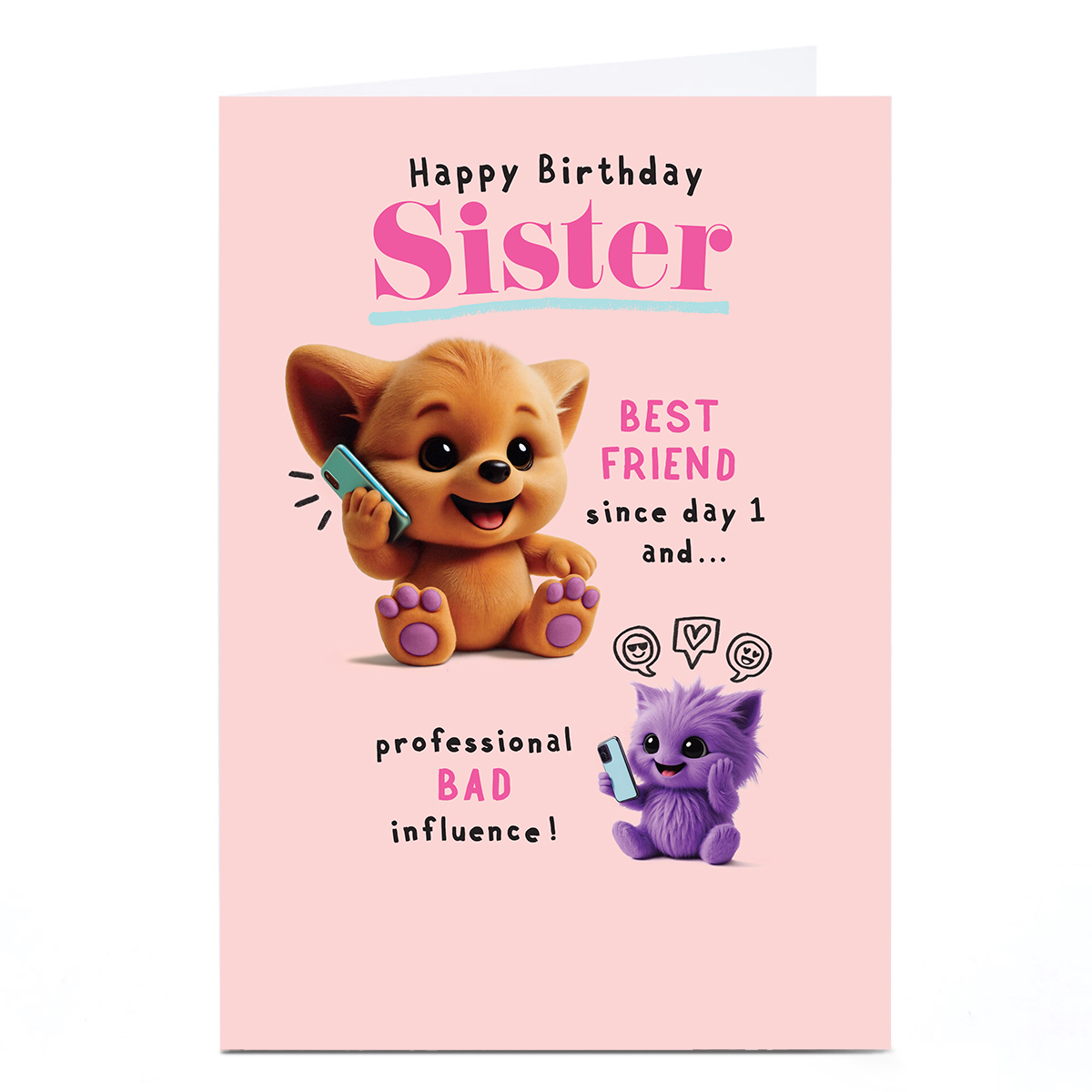 Wimzee Birthday Card - Best Friend and Bad Influence, Sister