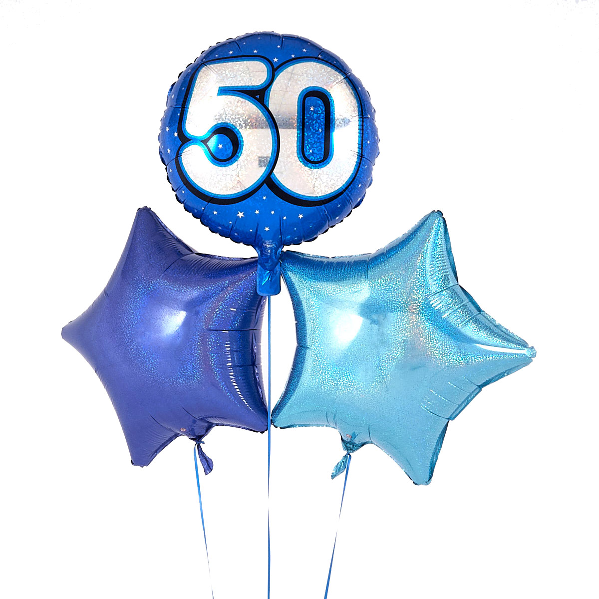 Blue 50th Birthday Balloon Bouquet - DELIVERED INFLATED!