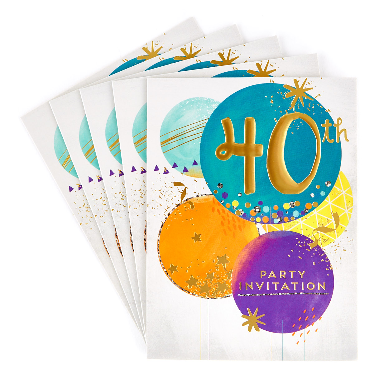 40th Birthday Party Invitation Cards, Pack Of 10