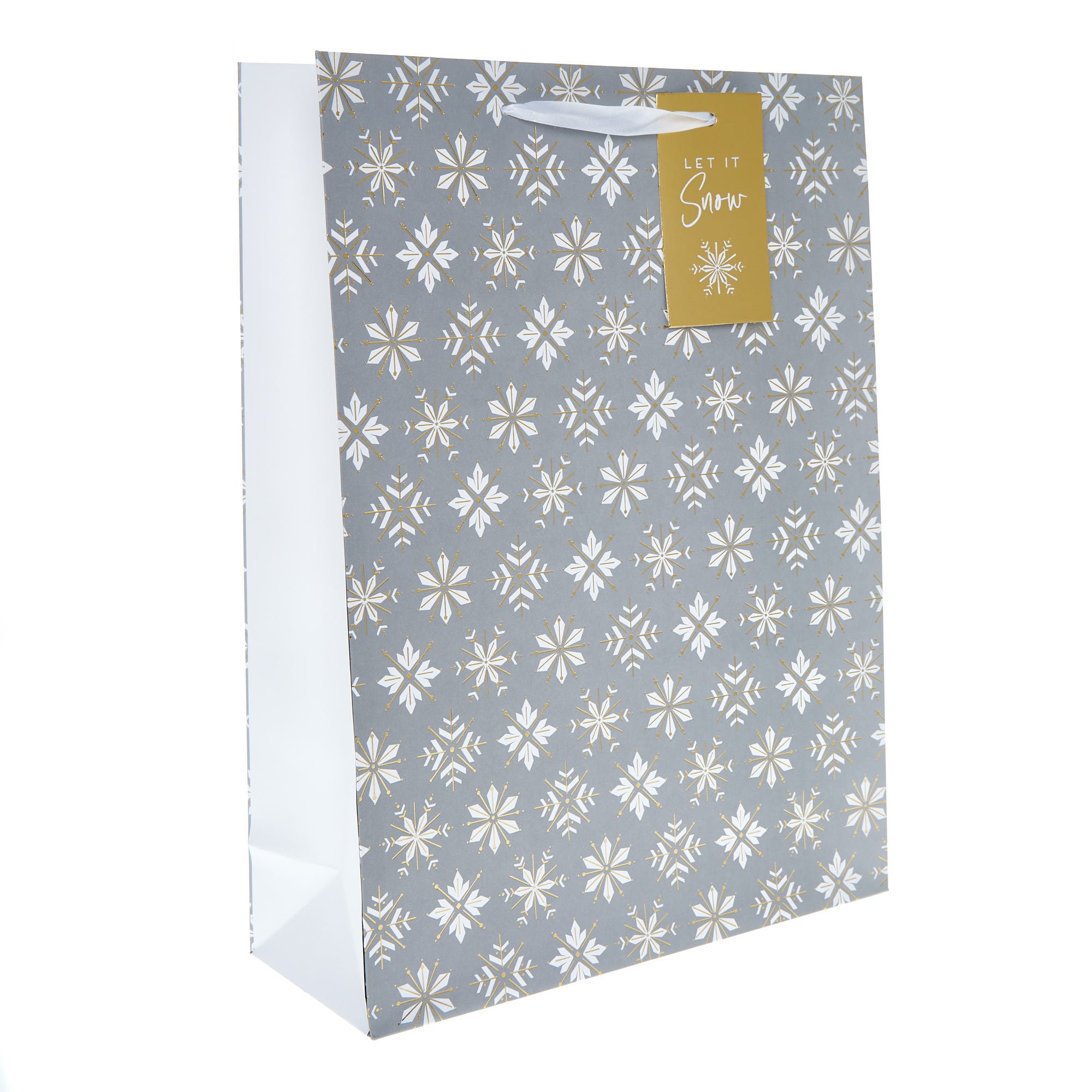 Extra Large Portrait Patterned Snowflakes Gift Bag