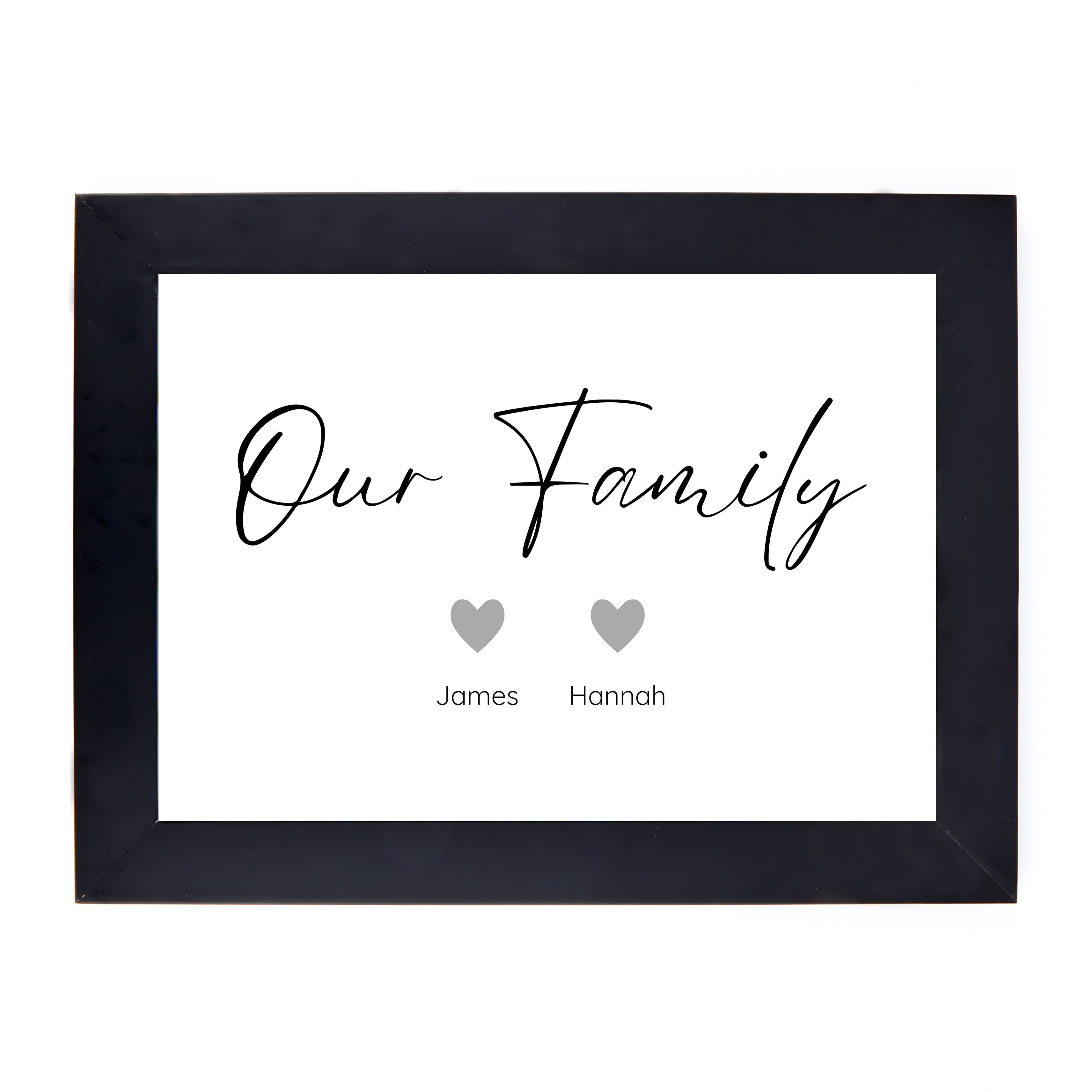 Personalised Our Family 2 Hearts Print