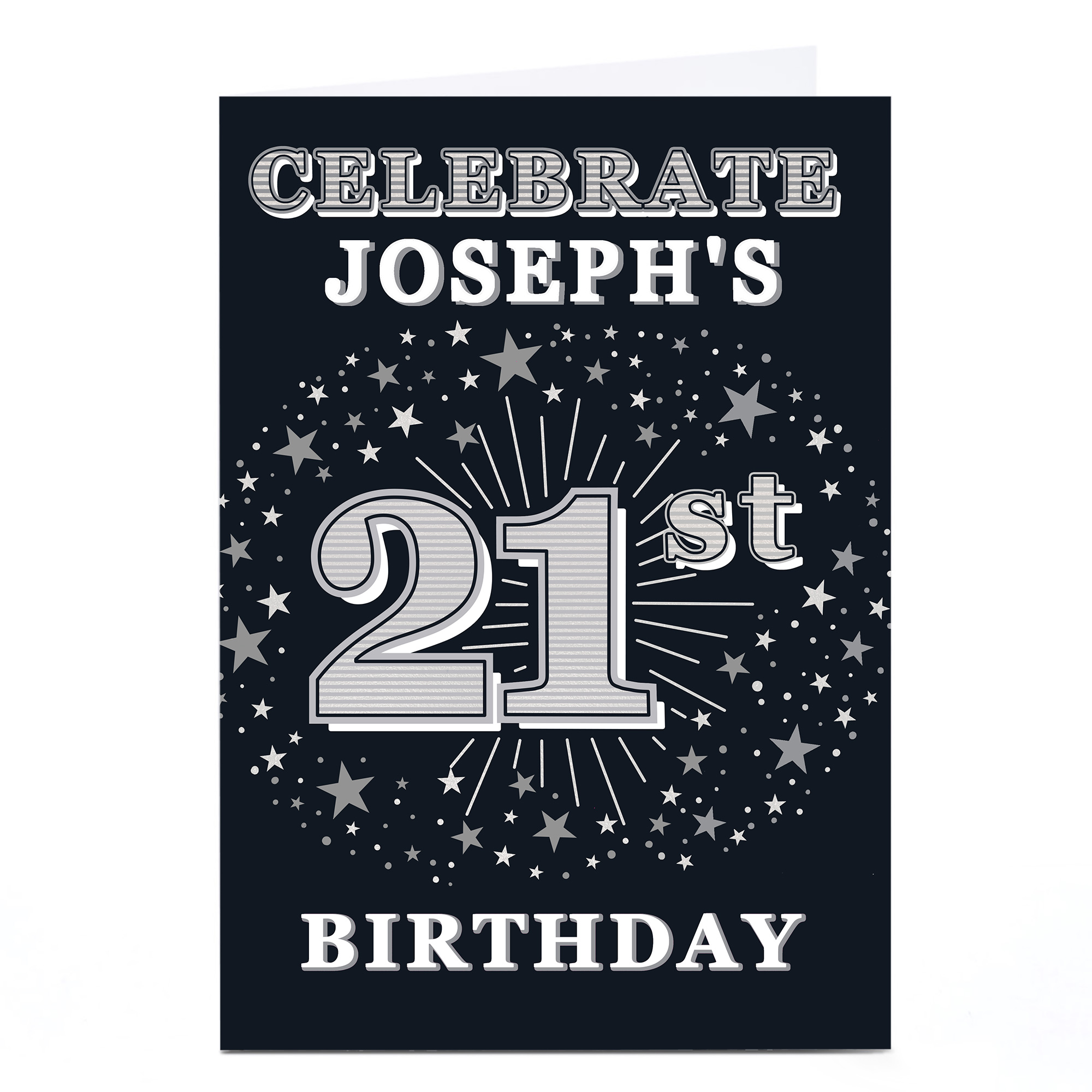 Personalised 21st Birthday Invitation - Silver Stars