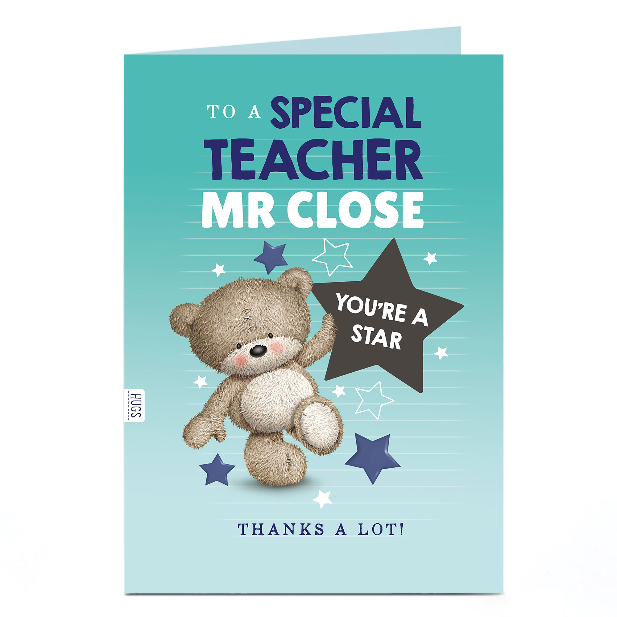 Hugs Personalised Thank You Teacher Card - You're A Star