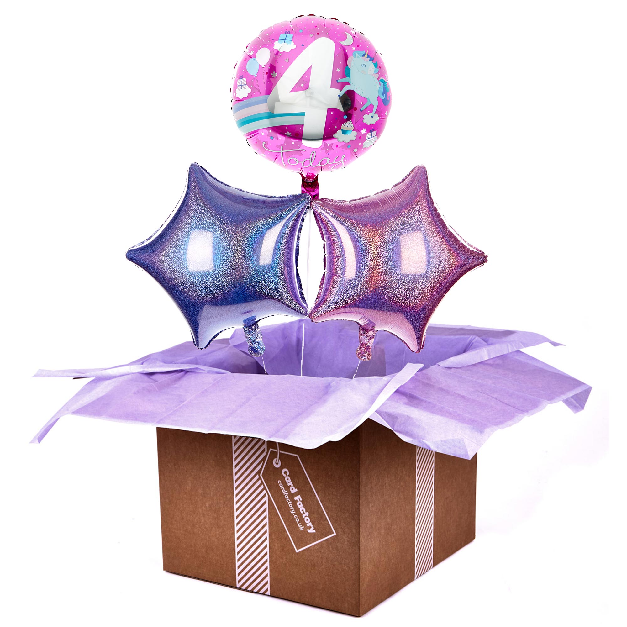 Unicorn 4th Birthday Balloon Bouquet - DELIVERED INFLATED!