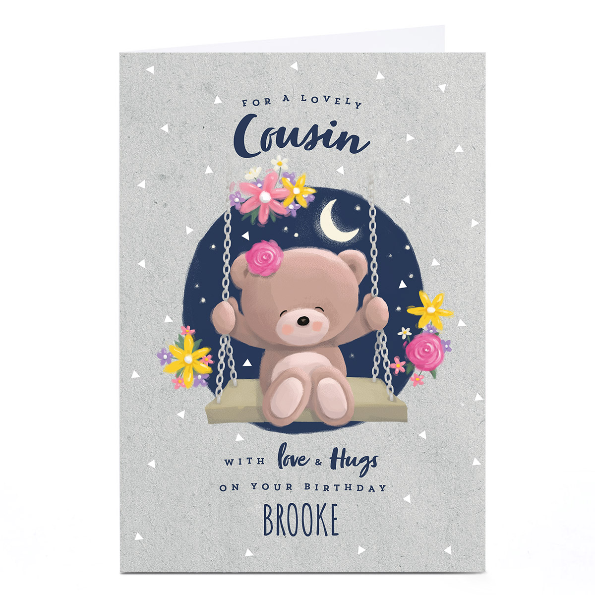 Personalised Hugs Birthday Card - For A Lovely Cousin