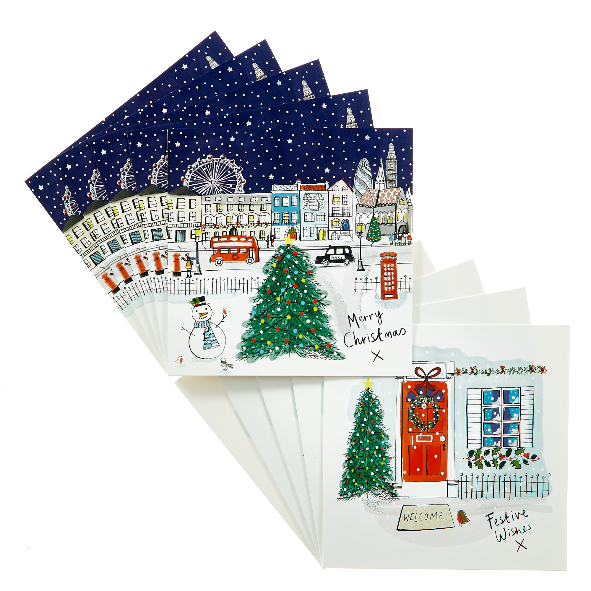 18 Festive Scene Charity Christmas Cards - 2 Designs 