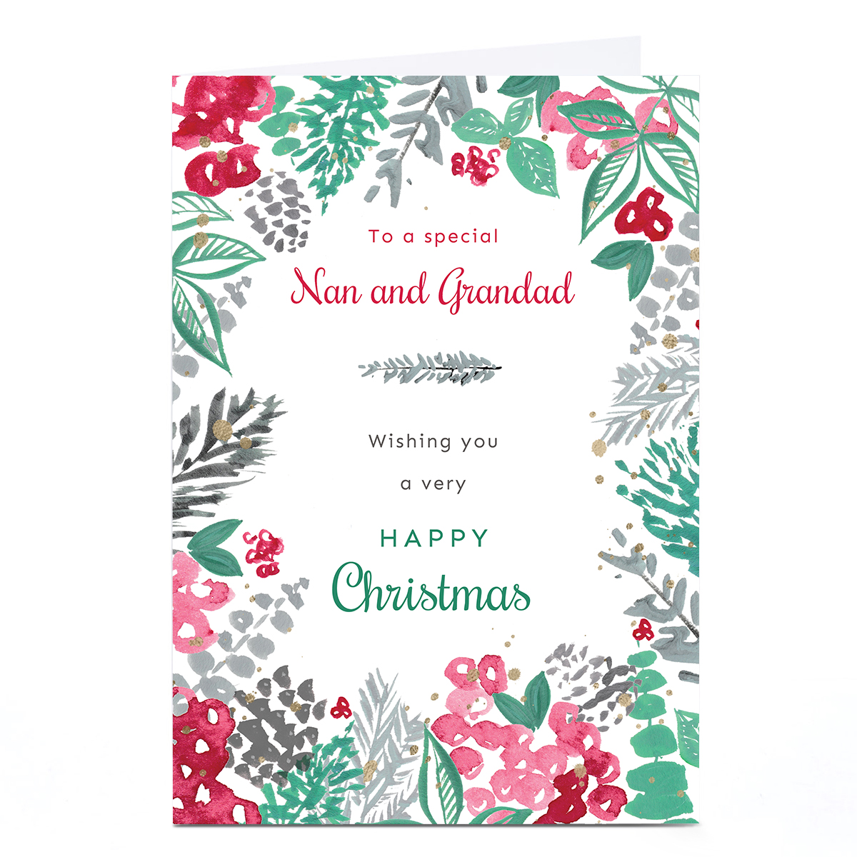 Personalised Rebecca Prinn Christmas Card - Festive Leaves
